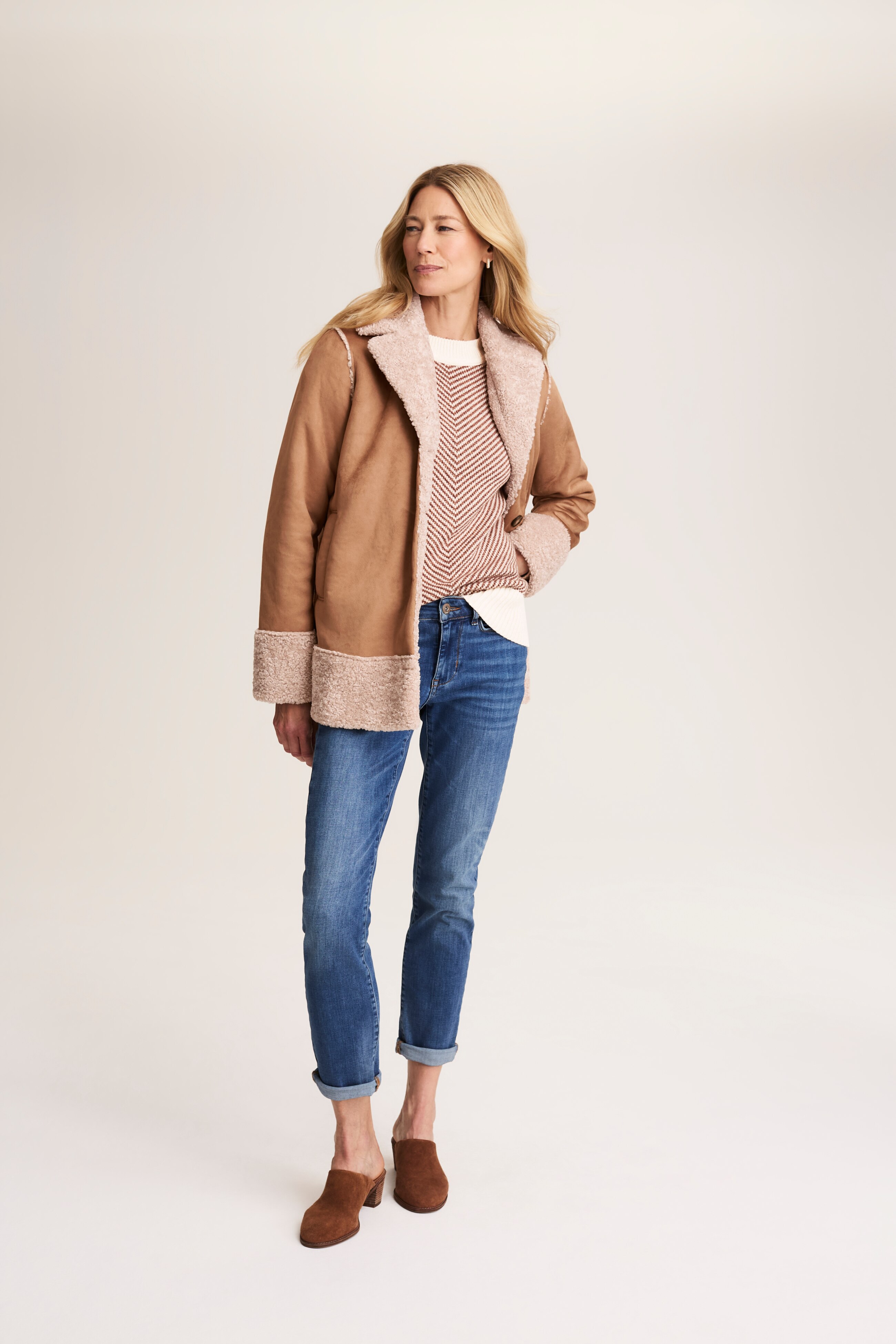 faux-suede & sherpa jacket
