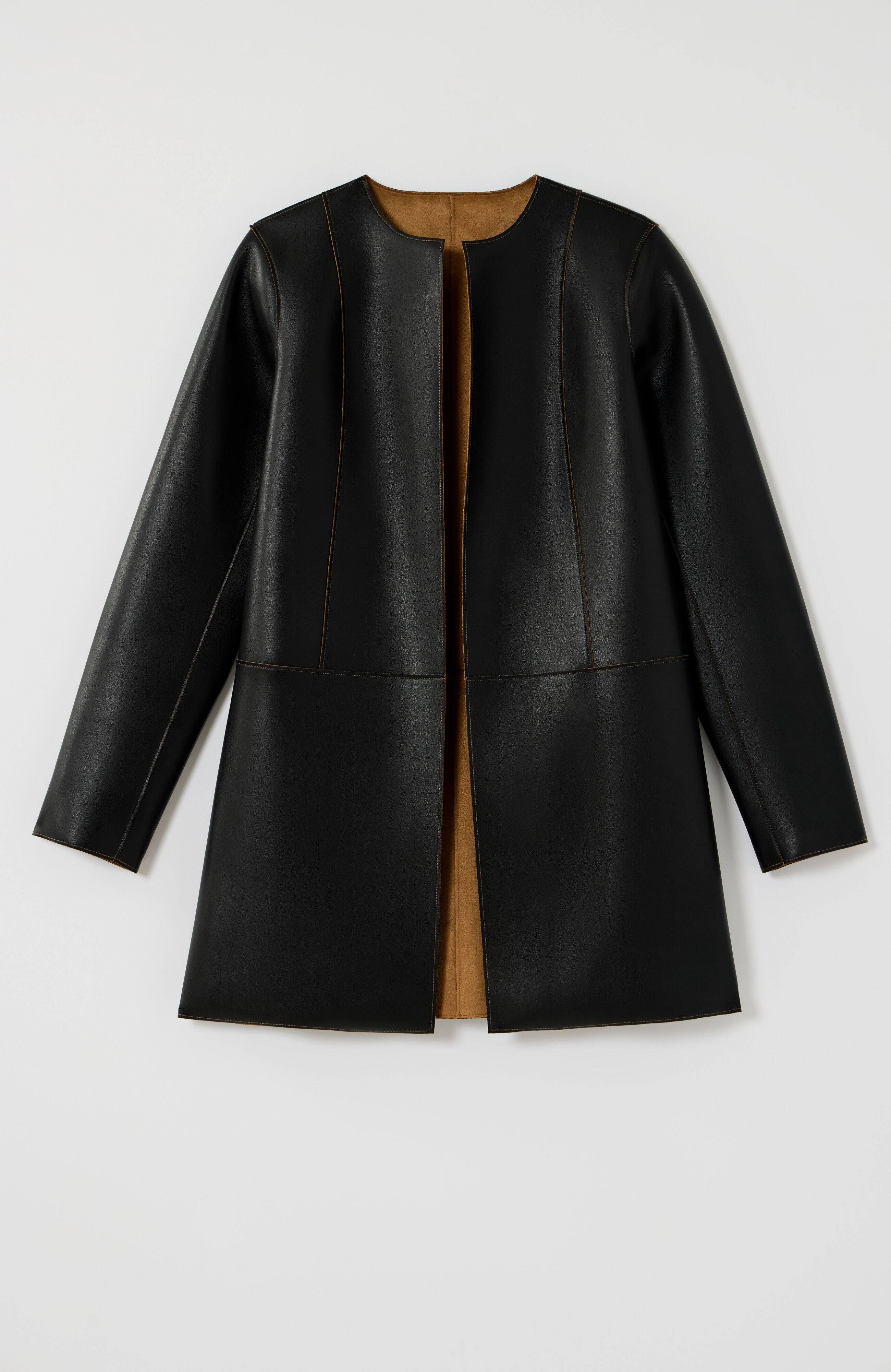 faux-leather & suede reversible jacket