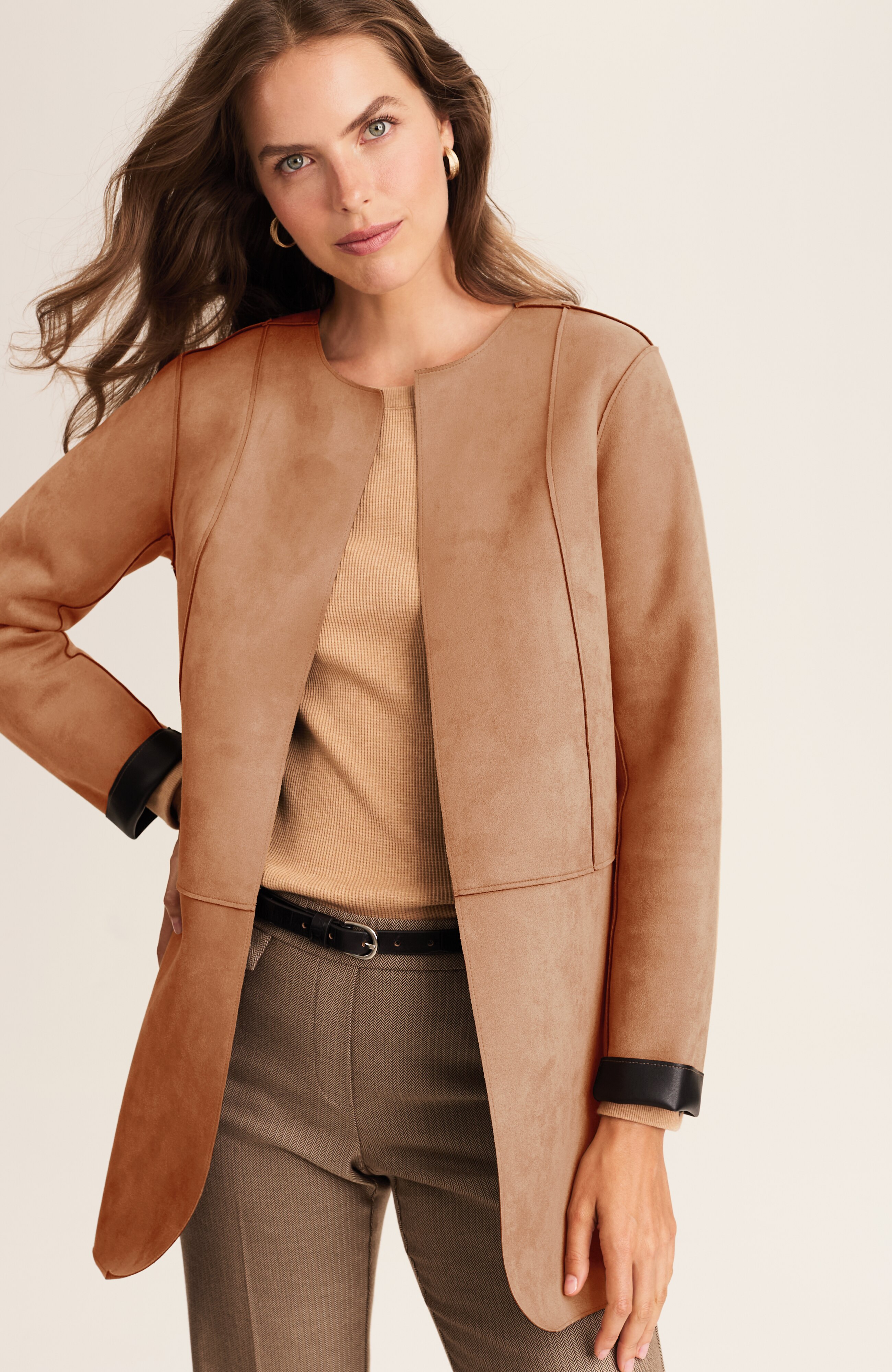 faux-leather & suede reversible jacket