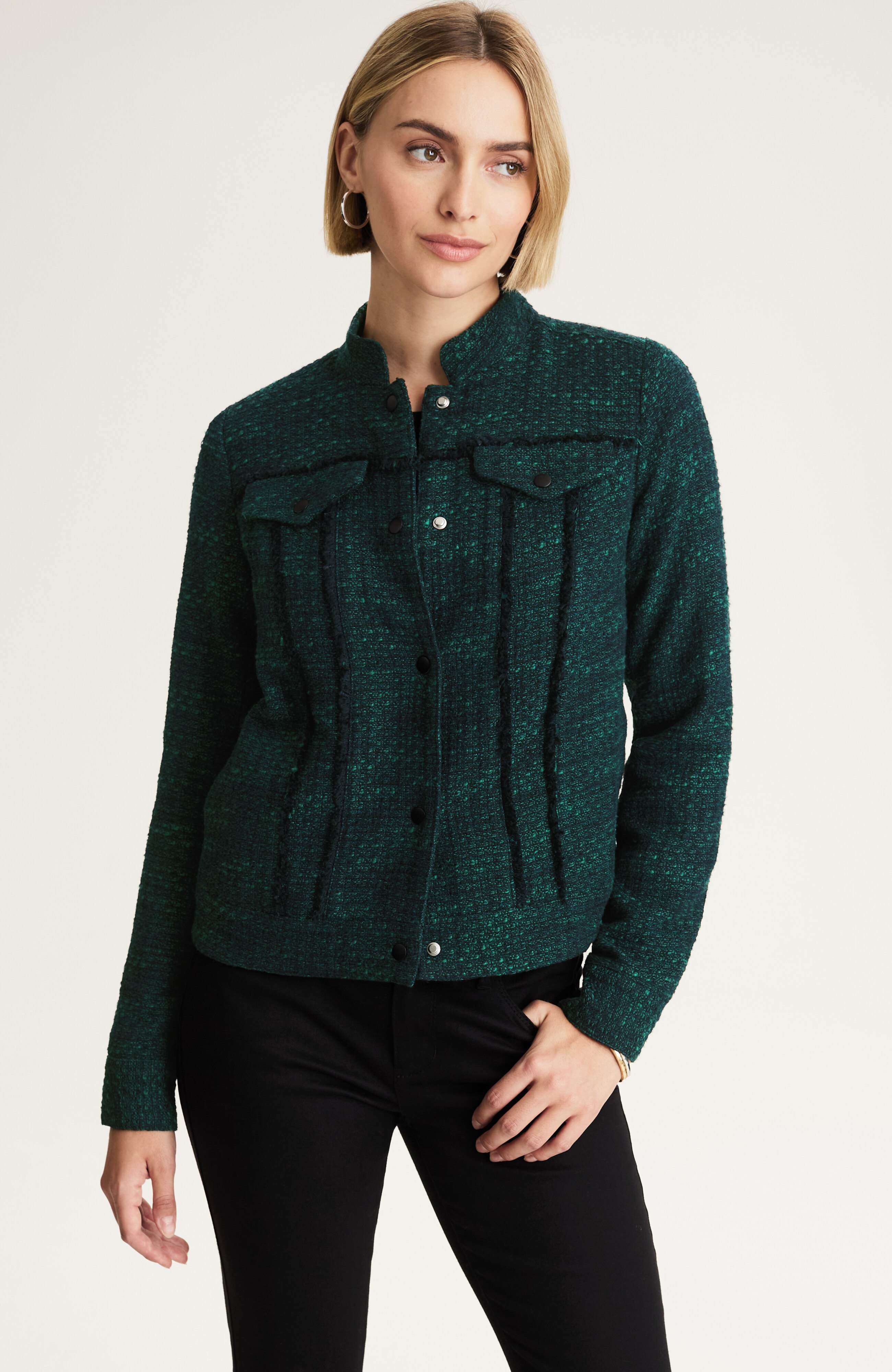 TWEED SNAP-FRONT JACKET | JJill