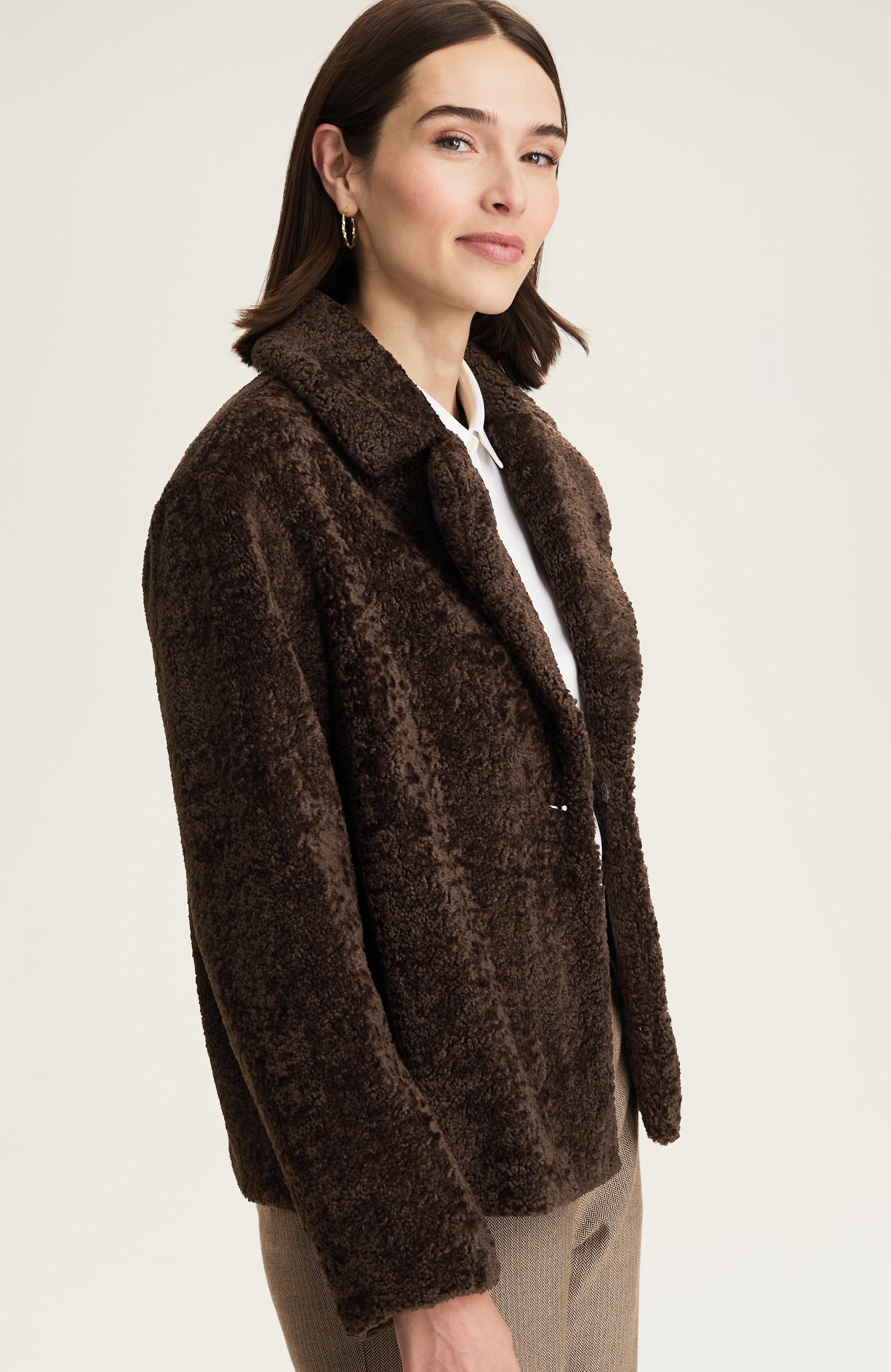 faux-sherpa one-button coat