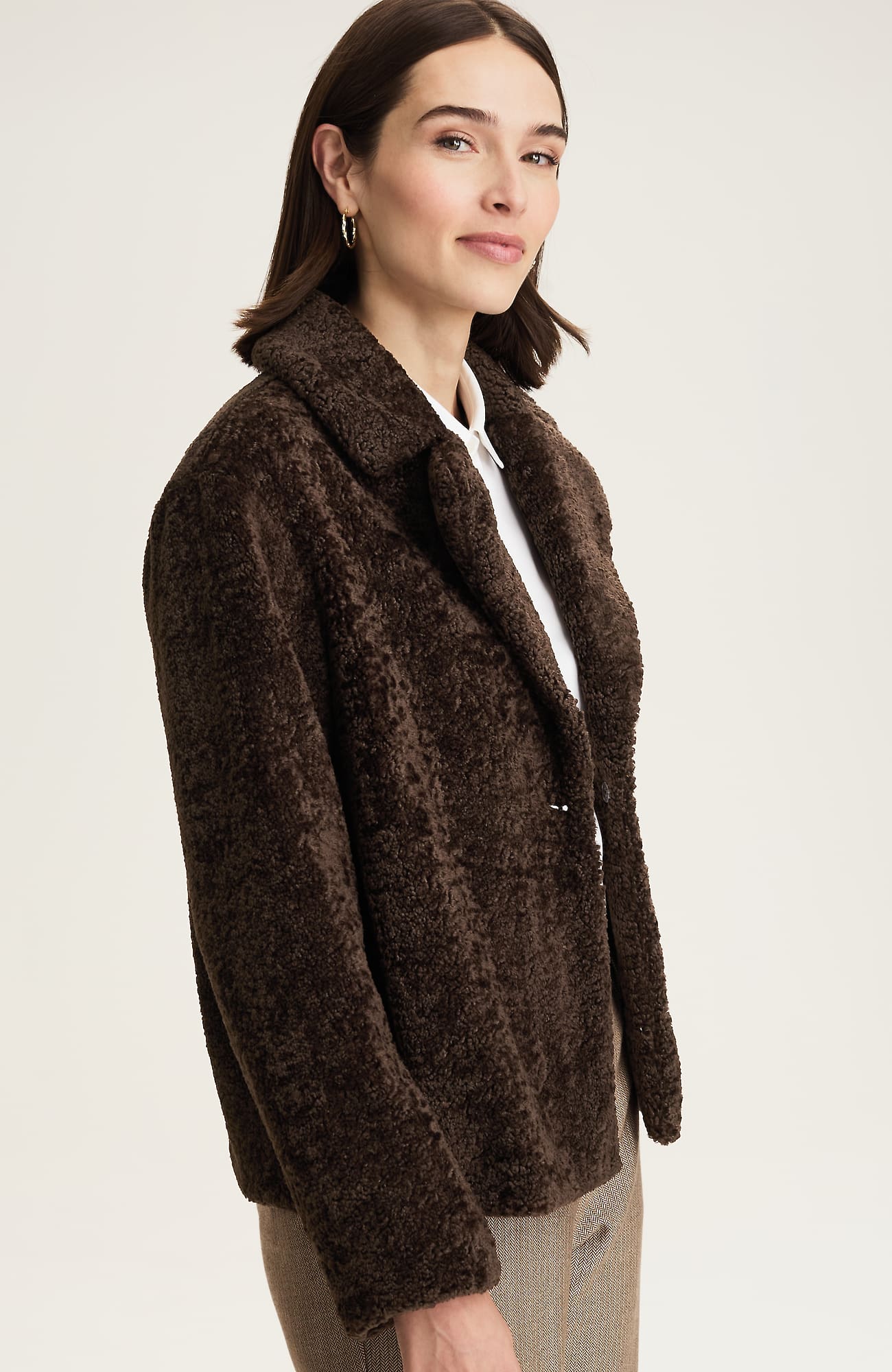 Jjill J.jill Faux-sherpa One-button Coat In Brown