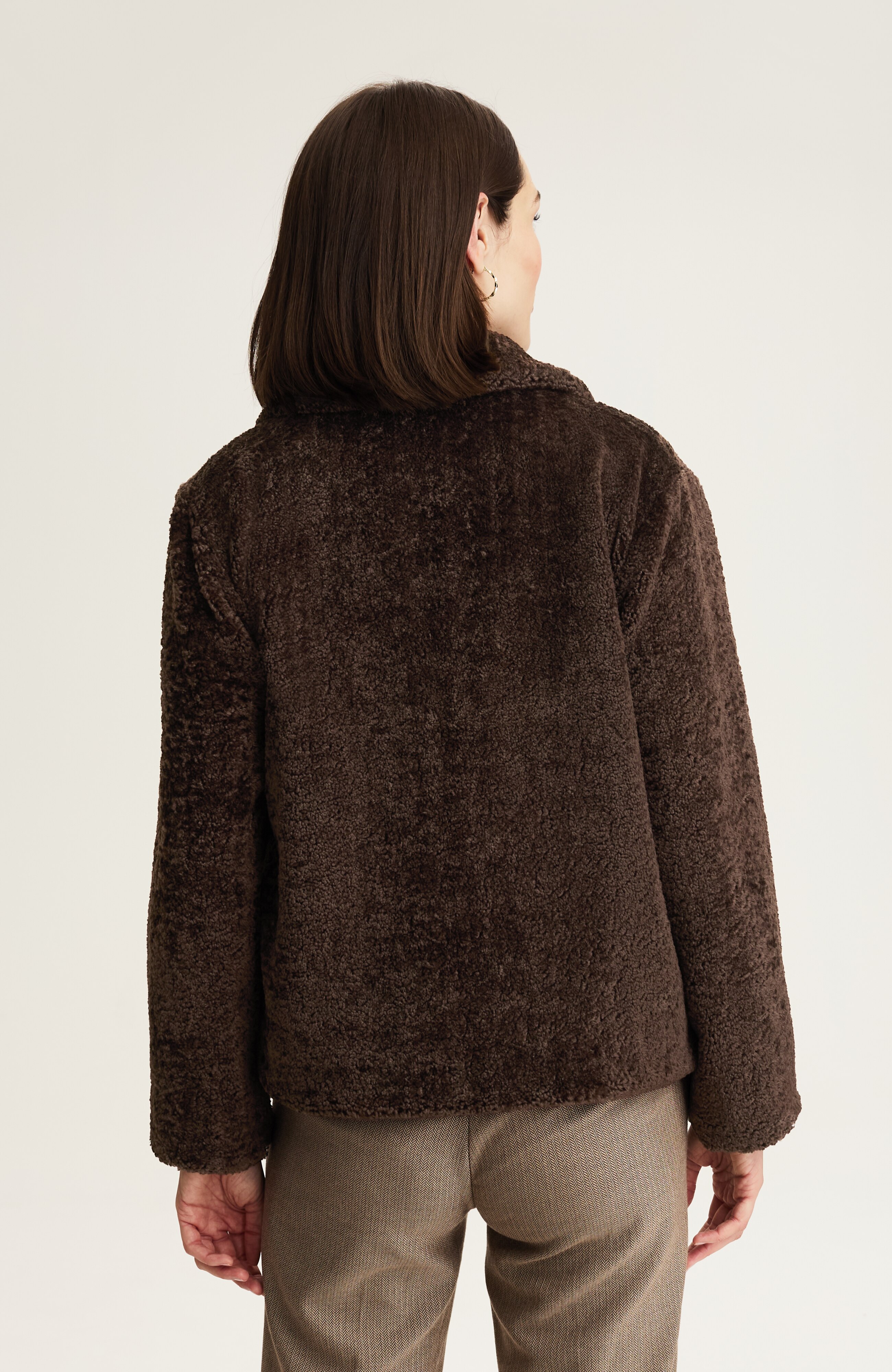 faux-sherpa one-button coat