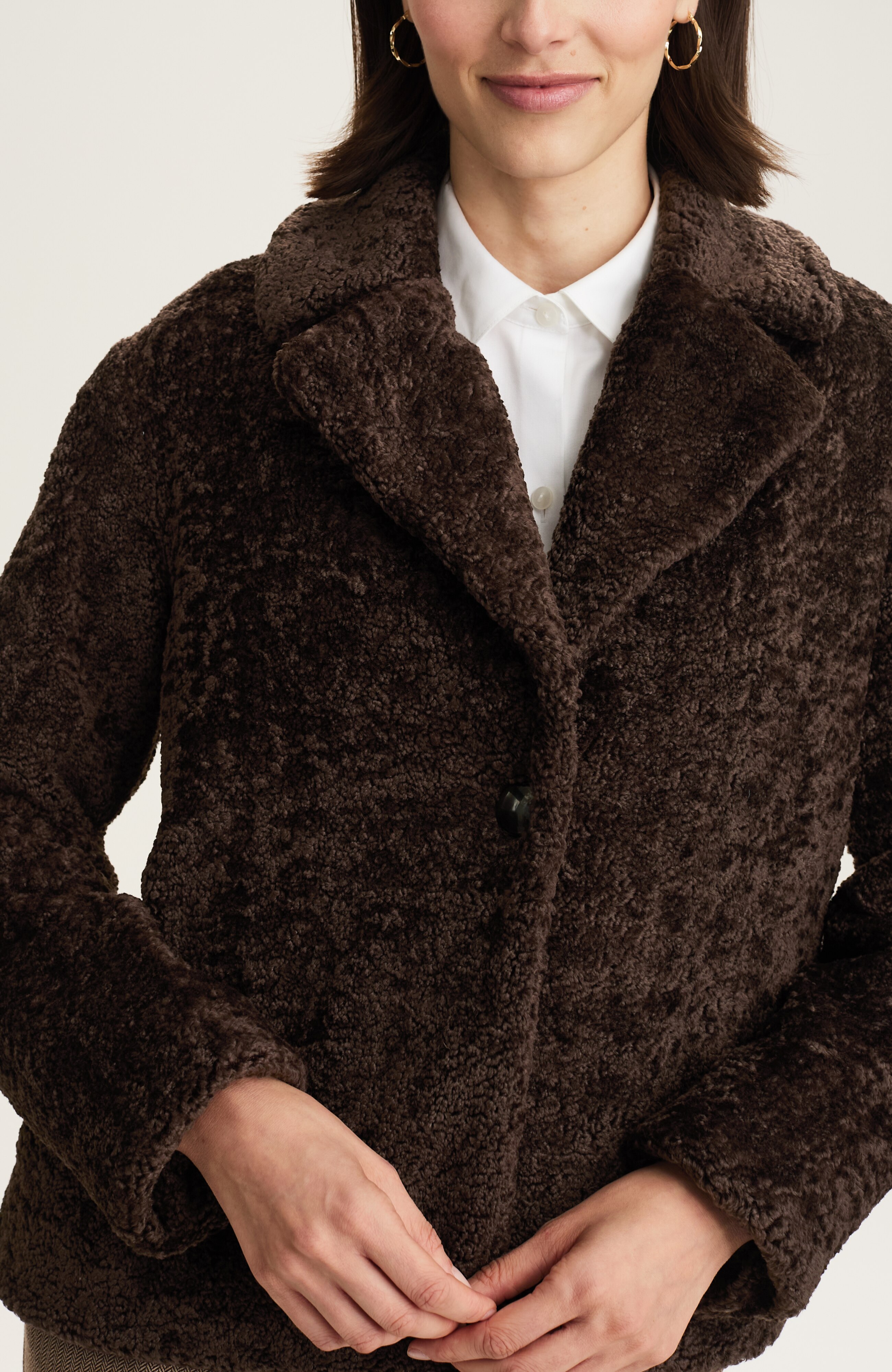 Faux-Sherpa One-Button Coat | JJill