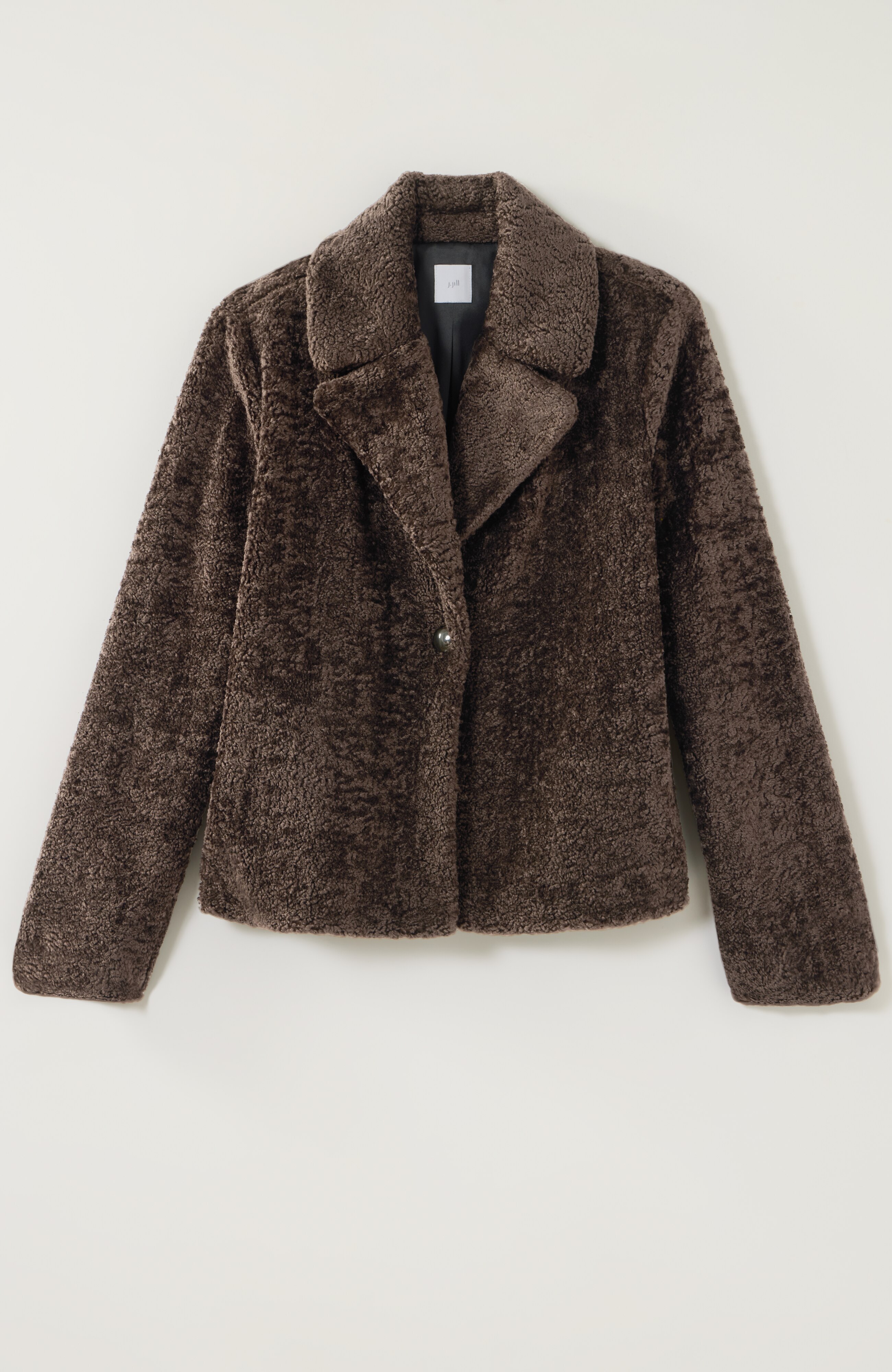 faux-sherpa one-button coat