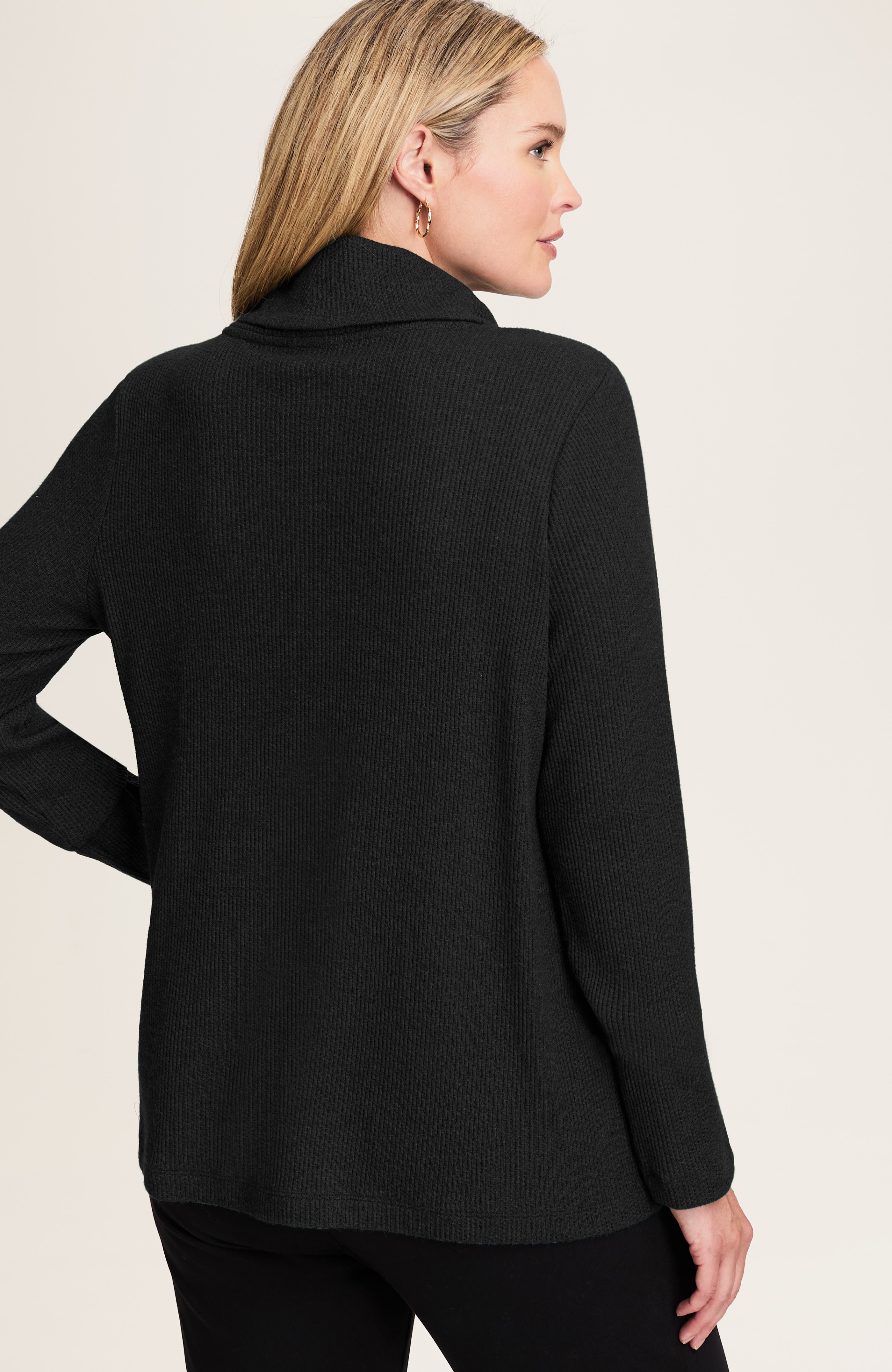 wearever waffle-textured cowl-neck top