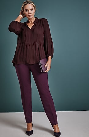 Image for Pleated Ruffle-Neck Top