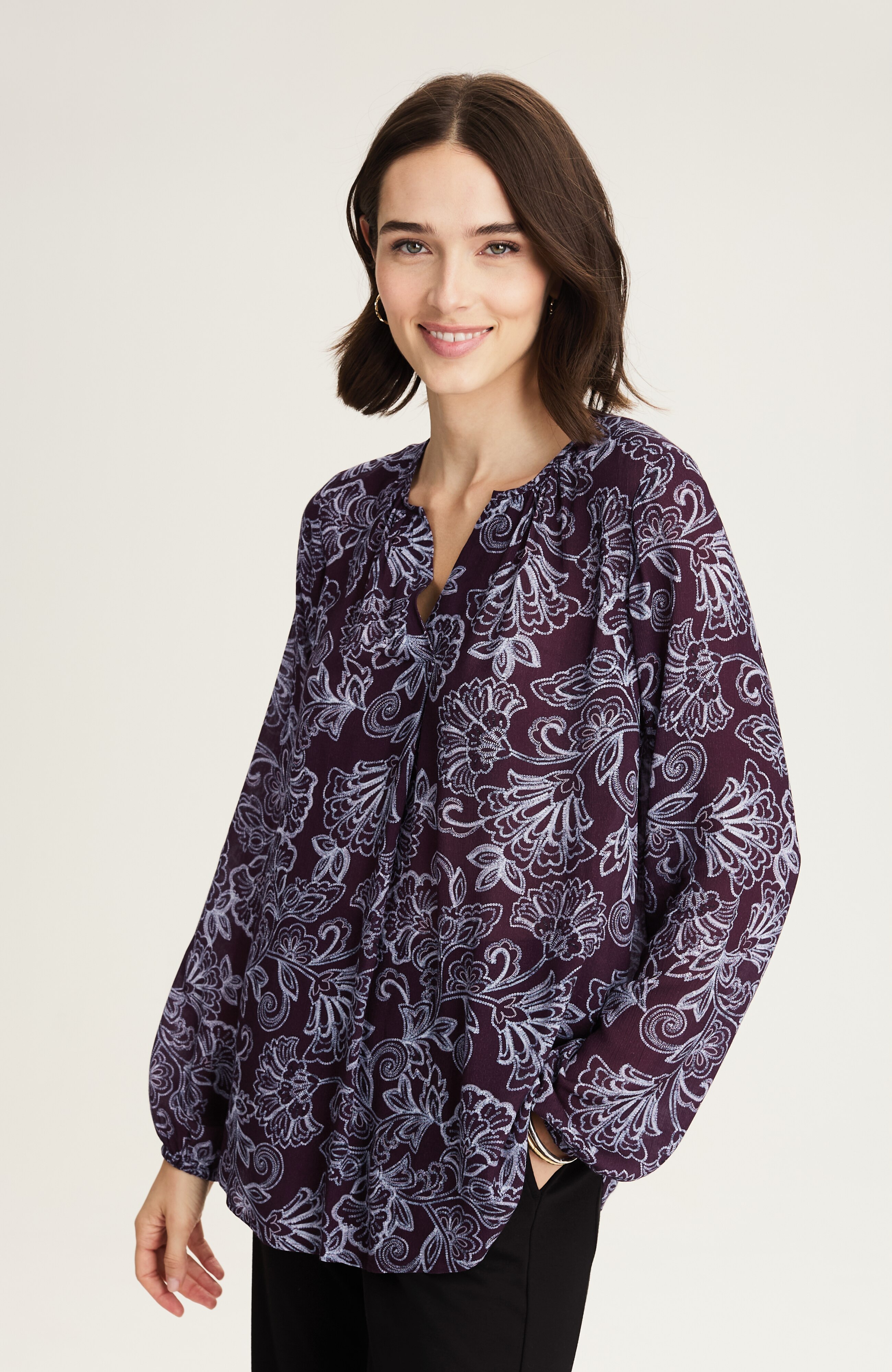 wearever shirred shirttail blouse