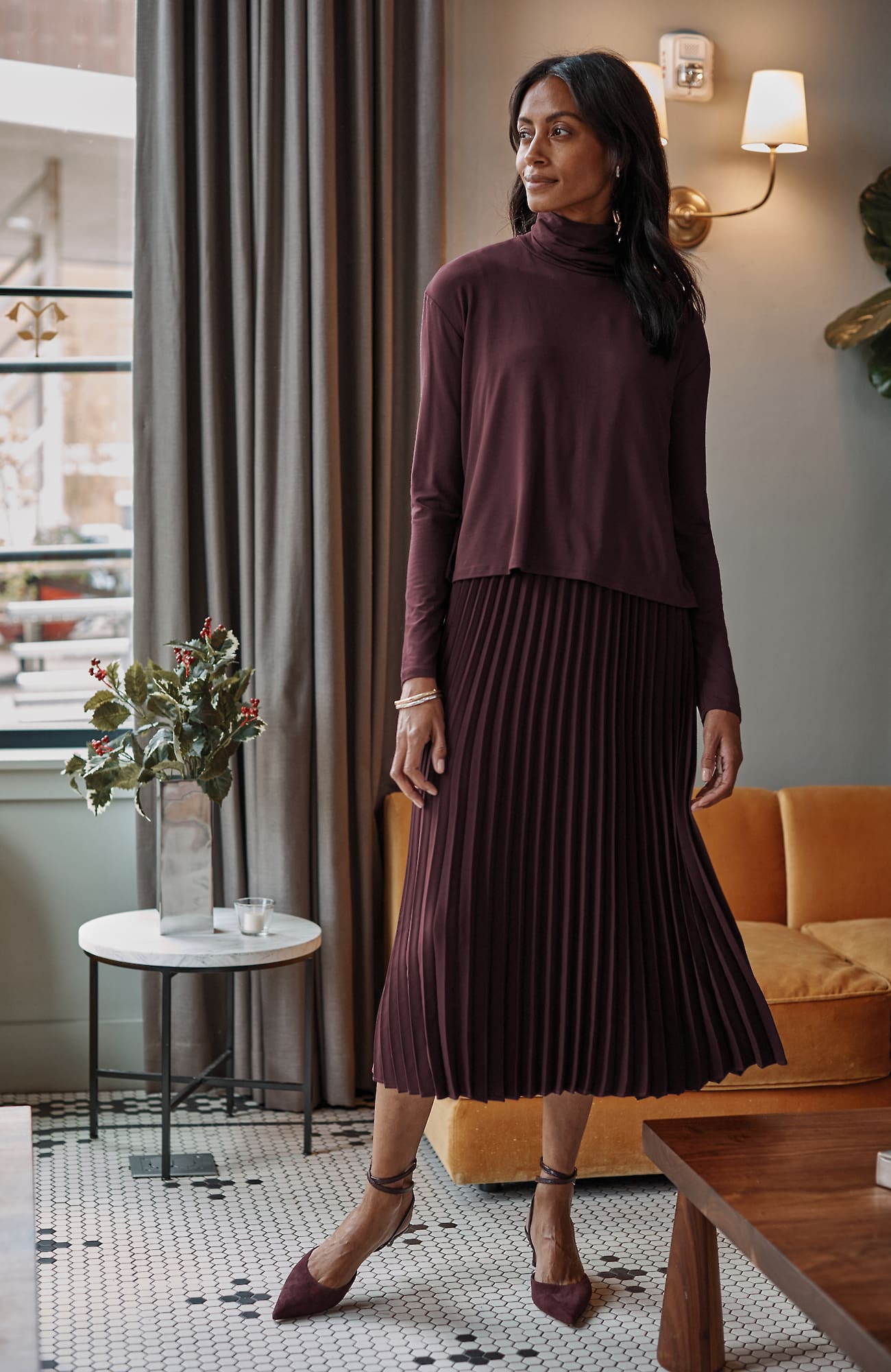 Jjill J.jill Wearever 2-in-1 Turtleneck Dress In Purple
