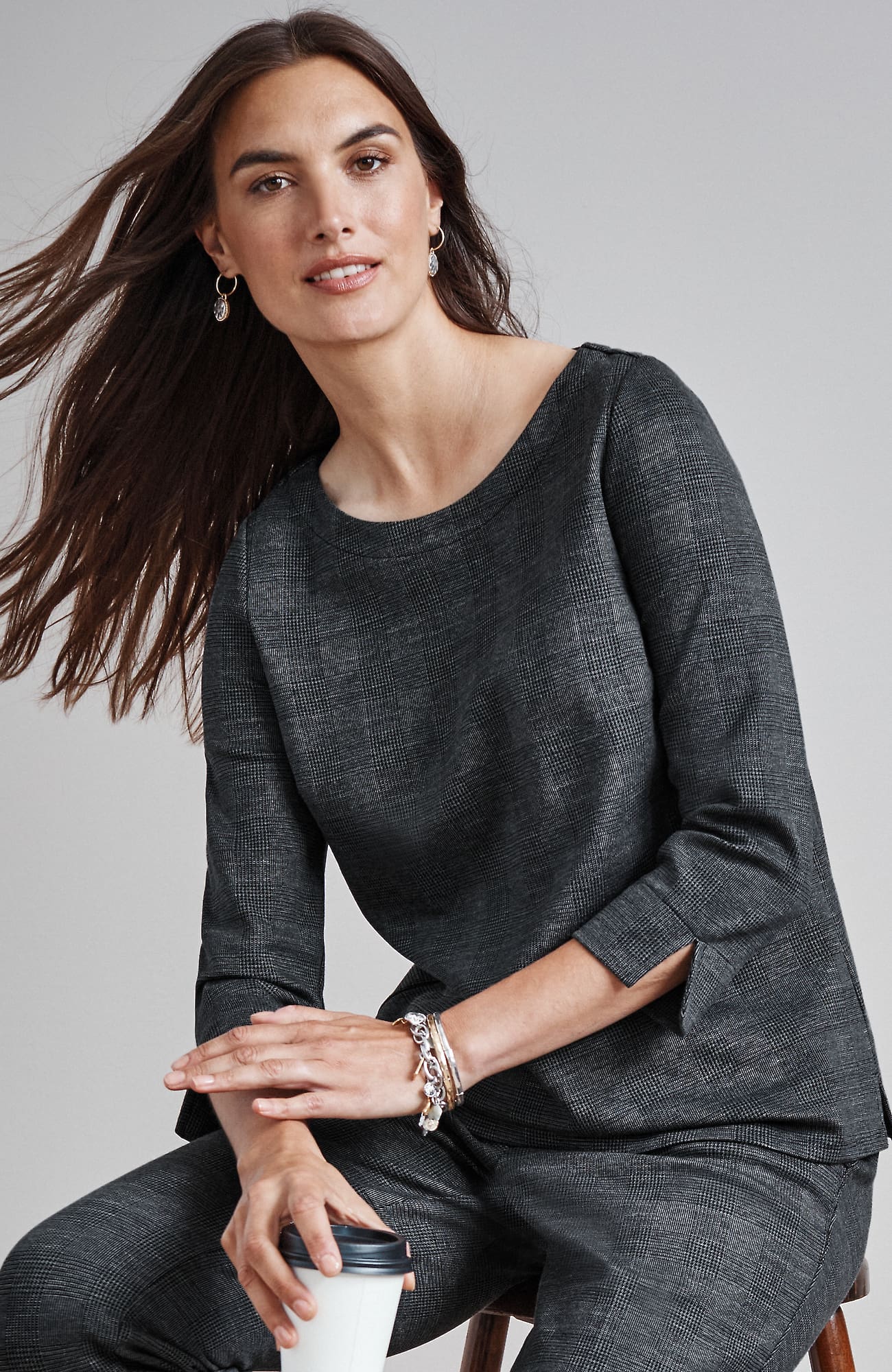 Women's Wearever Jacquard Top (Grey) (Size: XS) J. Jill