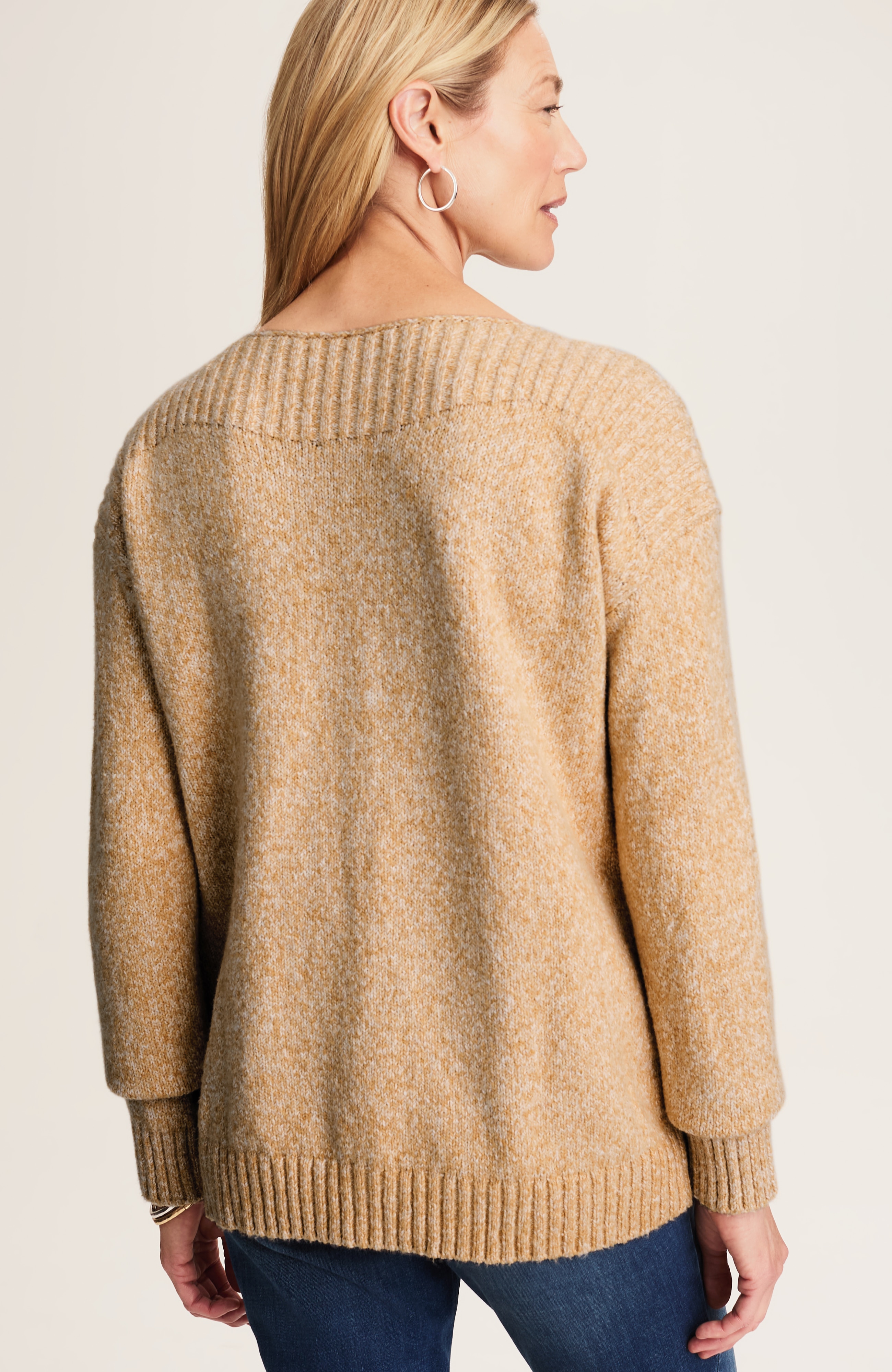 8YARDS Women's RIBSEPA-PULLOVER 2G ベージュM MARLED RIB-STITCHED SWEATER | JJill
