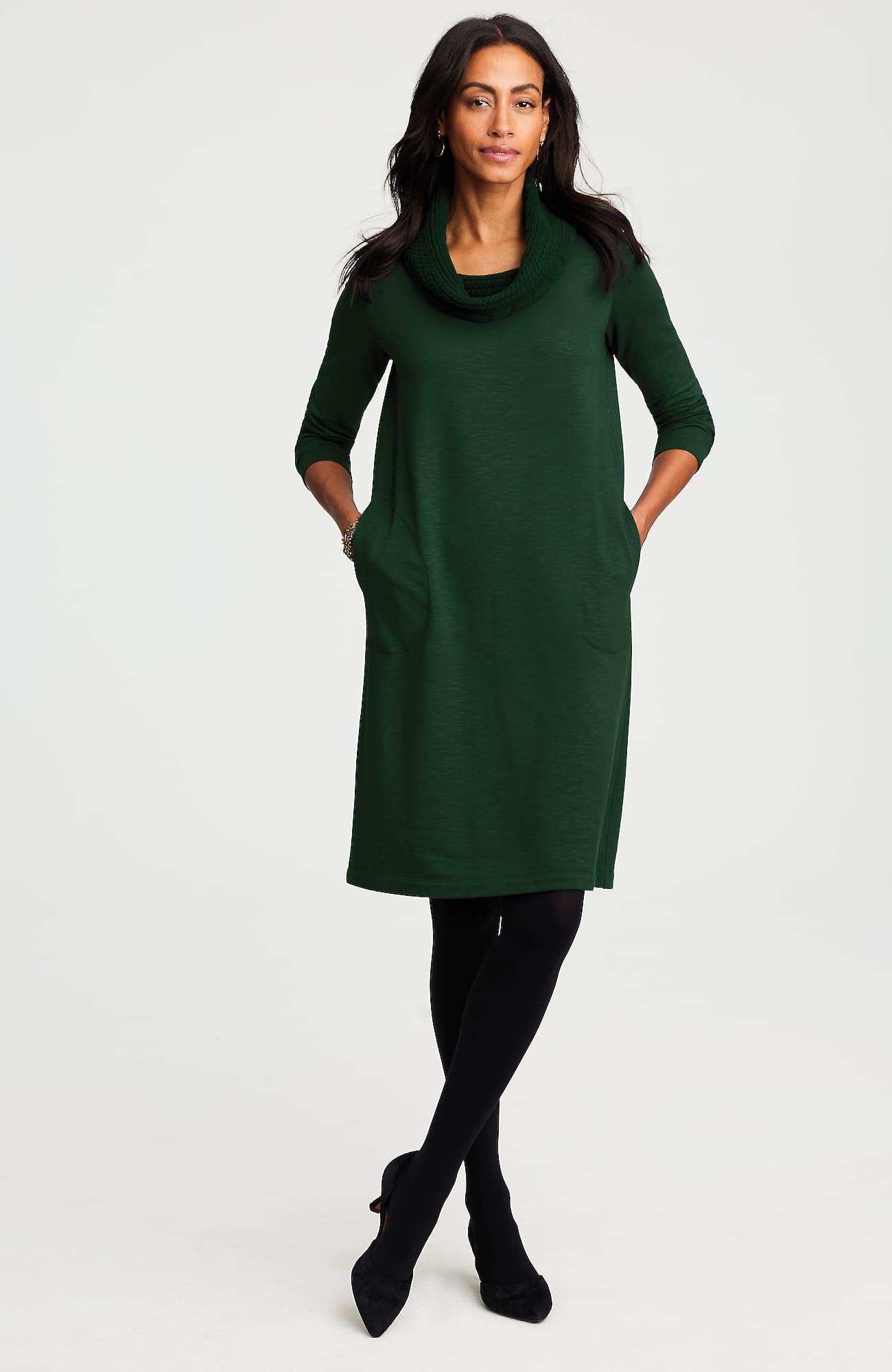 Jjill J.jill Sweater-trimmed Cowl-neck Dress