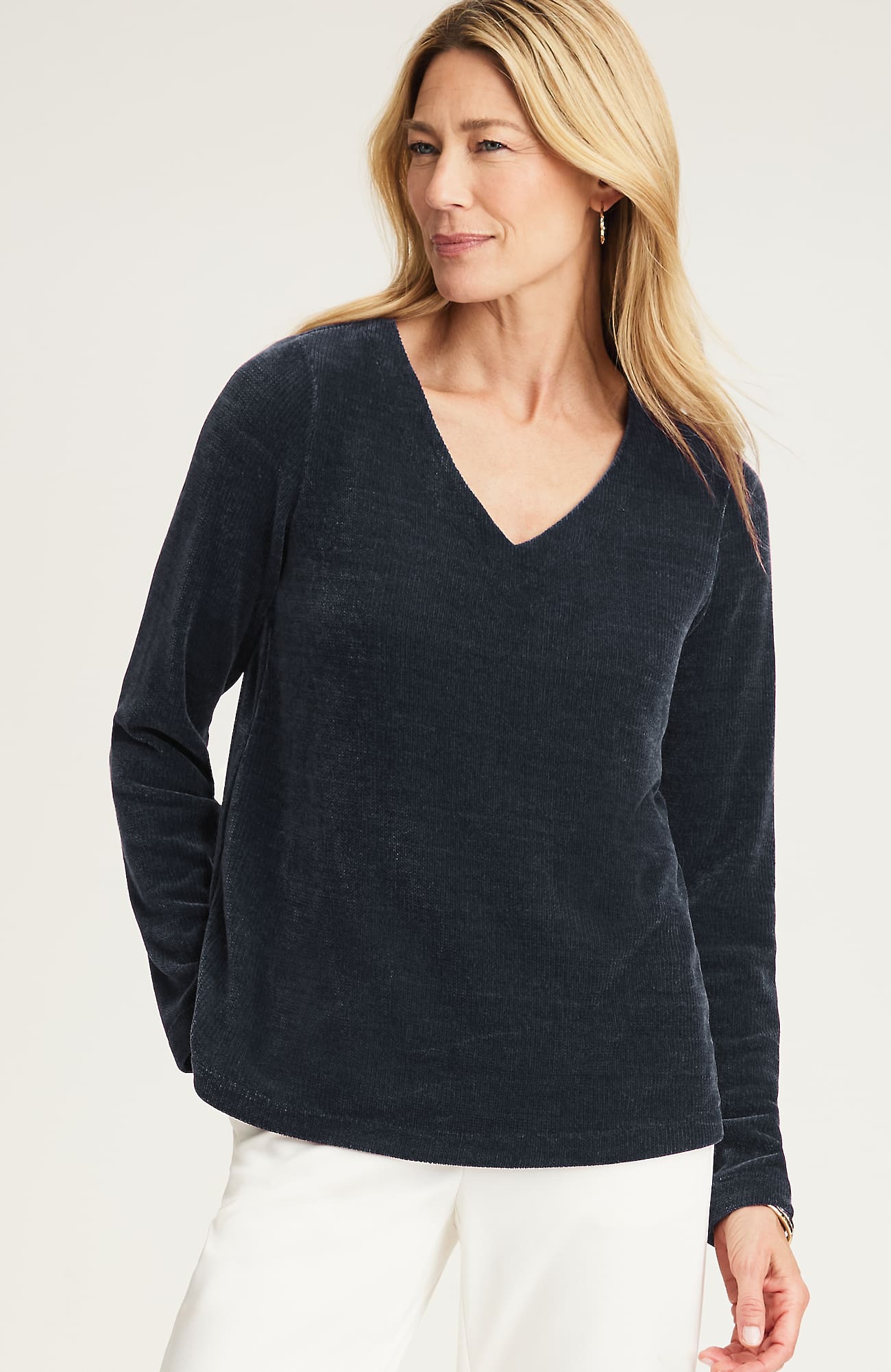 Jjill J.jill Wearever Chenille V-neck Top In Black