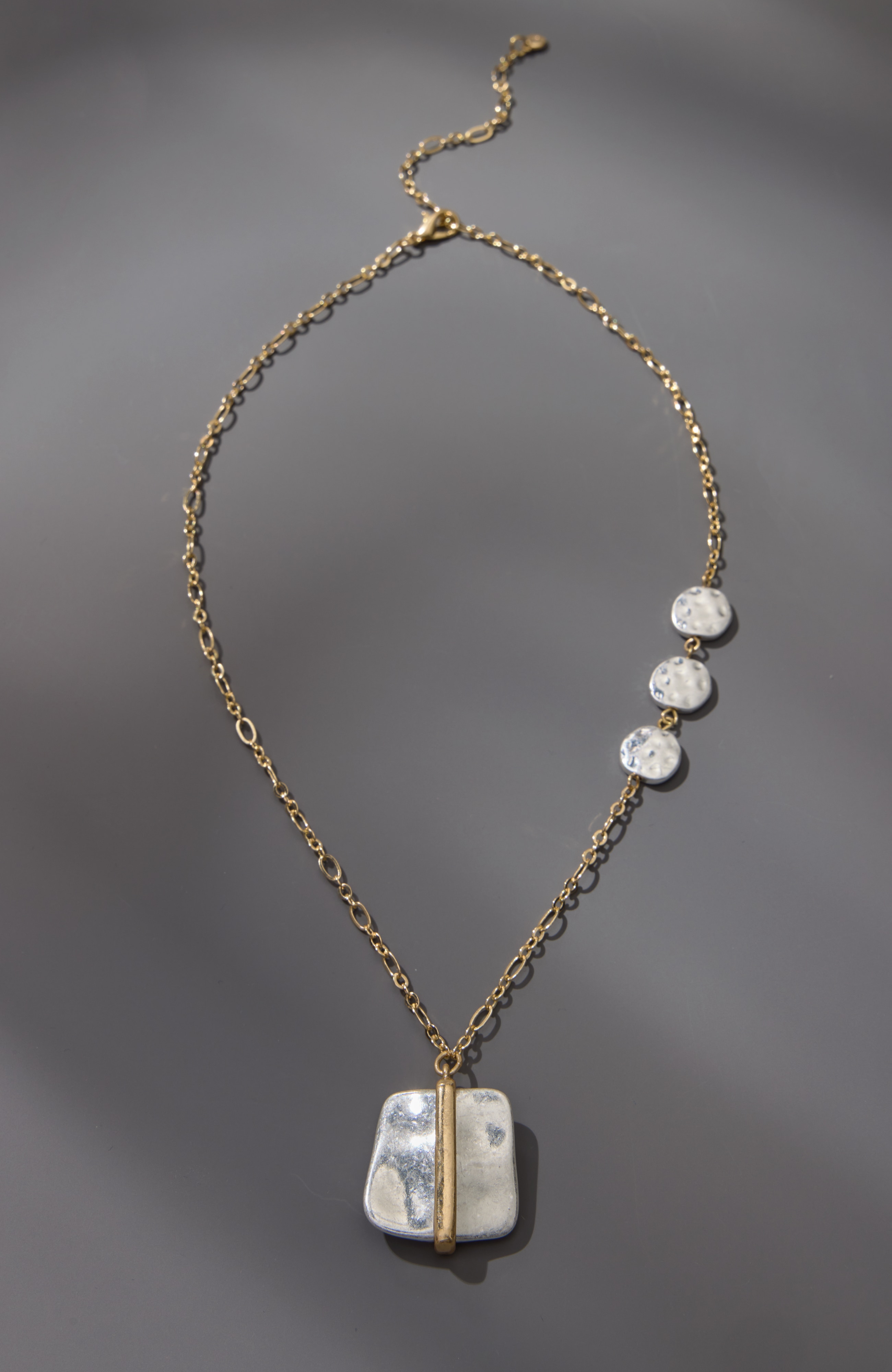 mixed-metal square pendant necklace