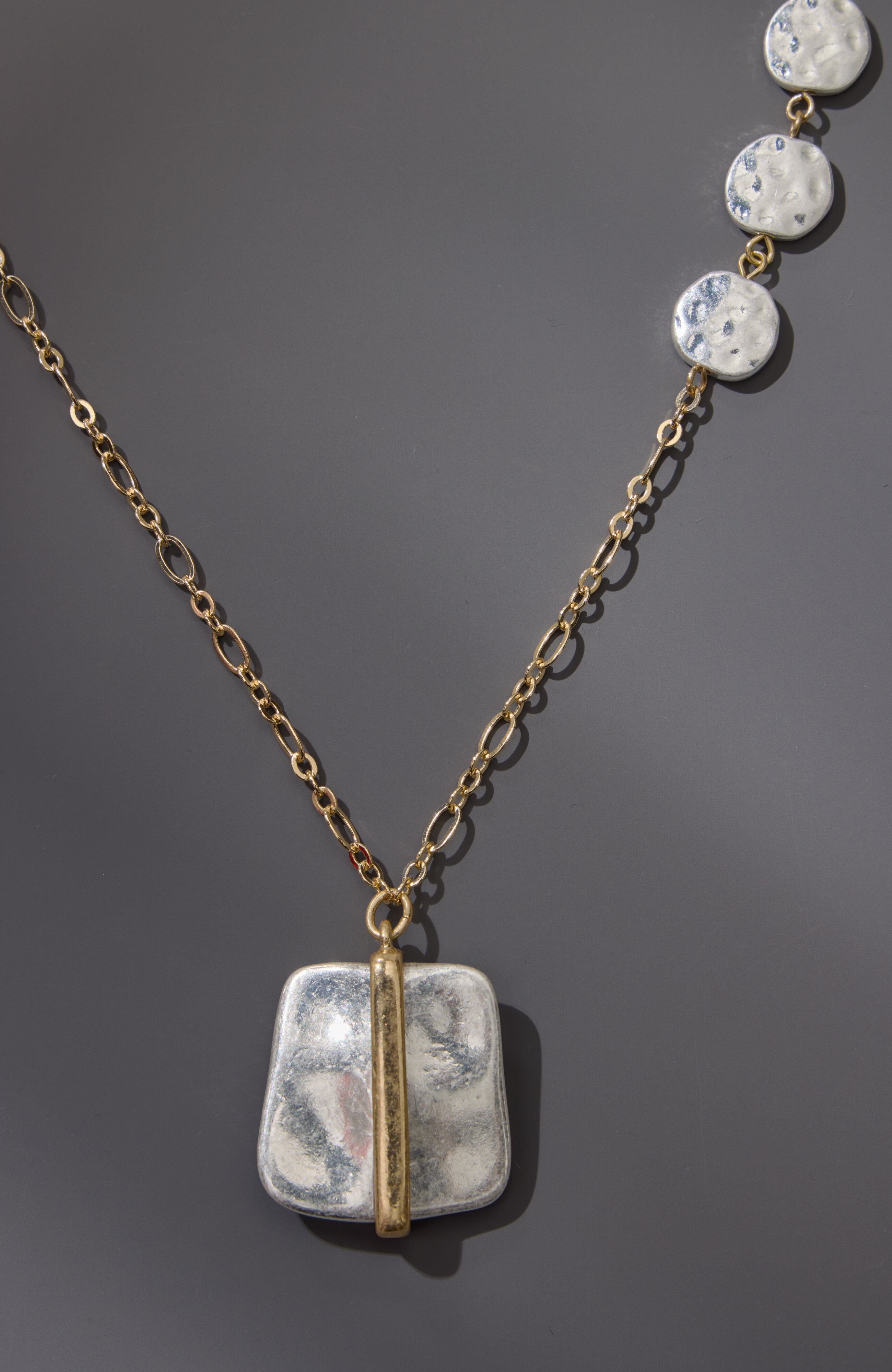 mixed-metal square pendant necklace