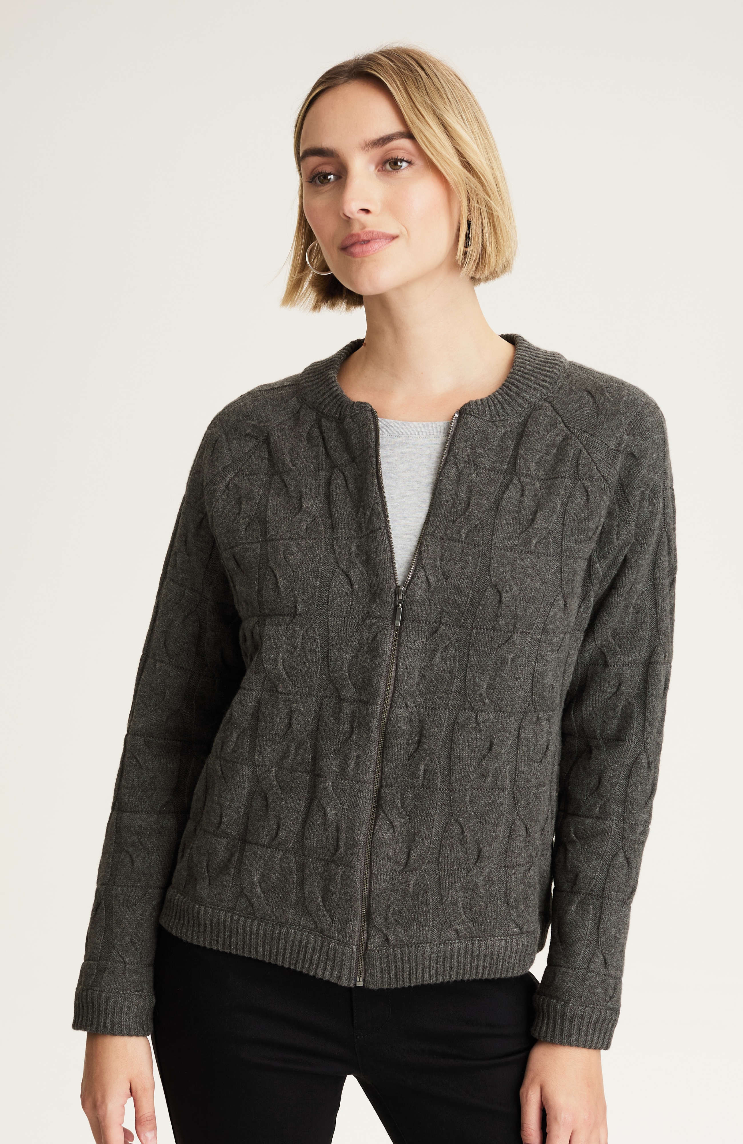 cabled sweater-jacket
