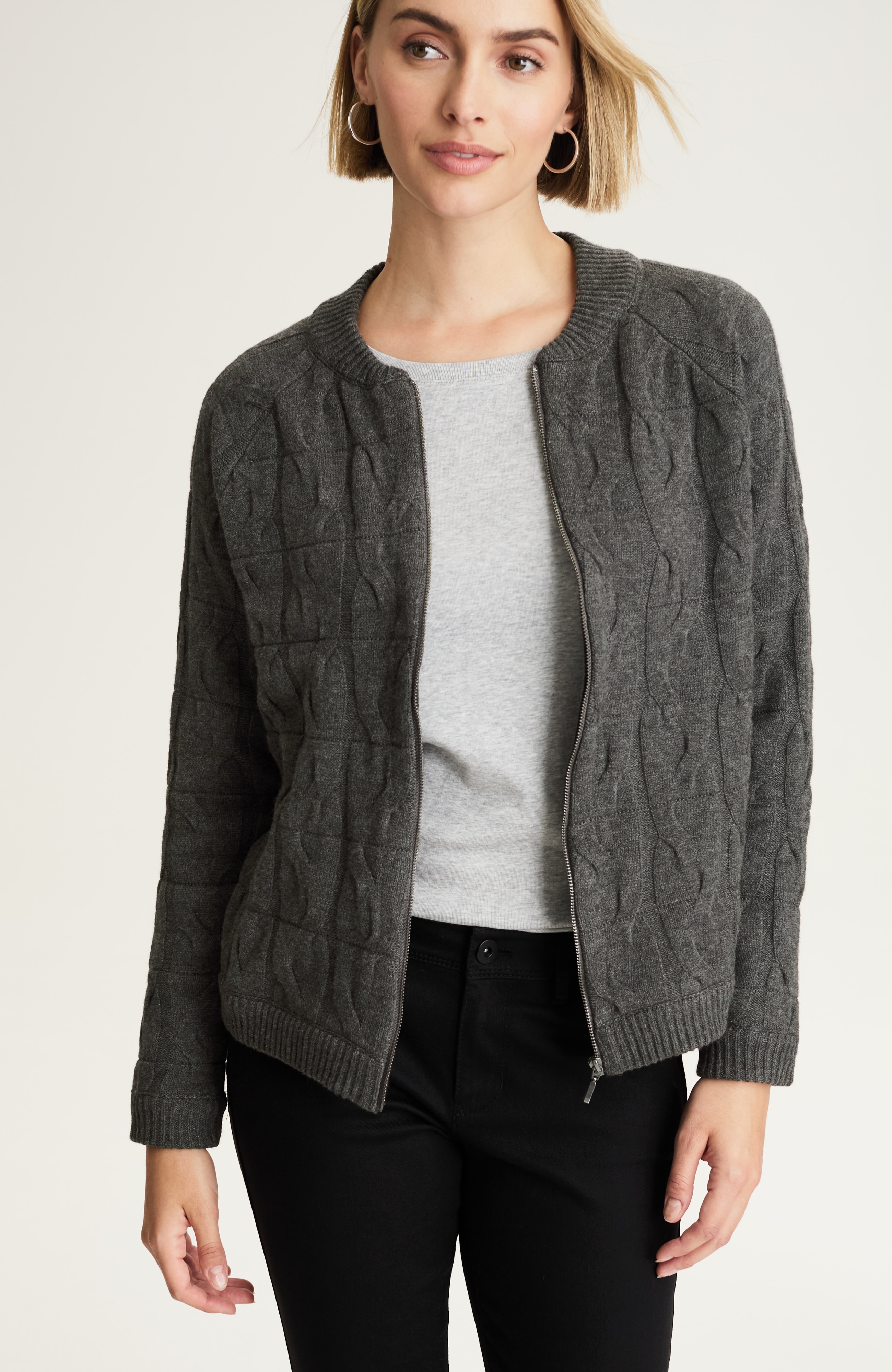 cabled sweater-jacket