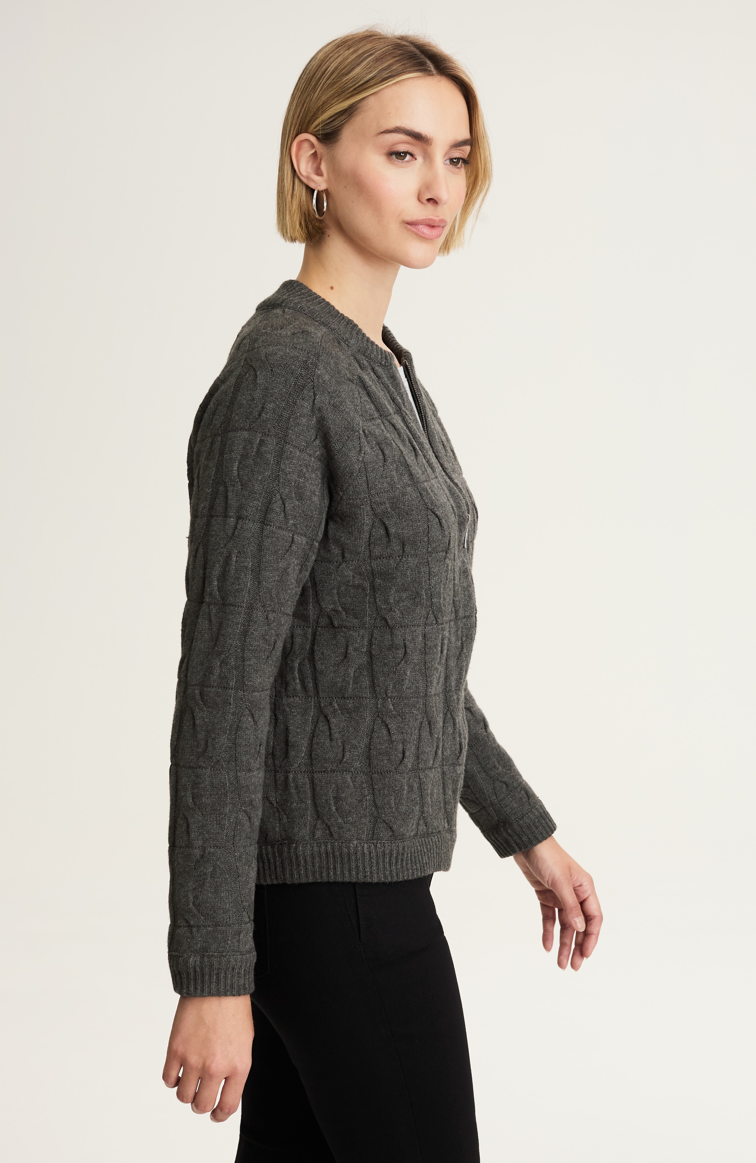 cabled sweater-jacket