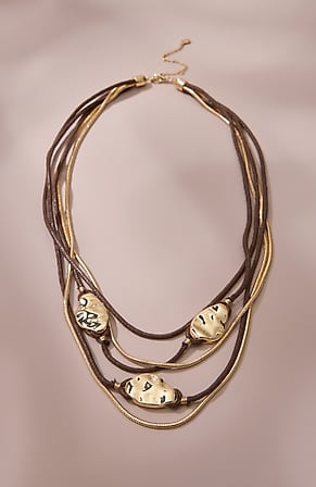 Image for Metal And Corded Statement Necklace