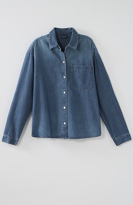 DENIM BUTTON-FRONT SHIRT JJill