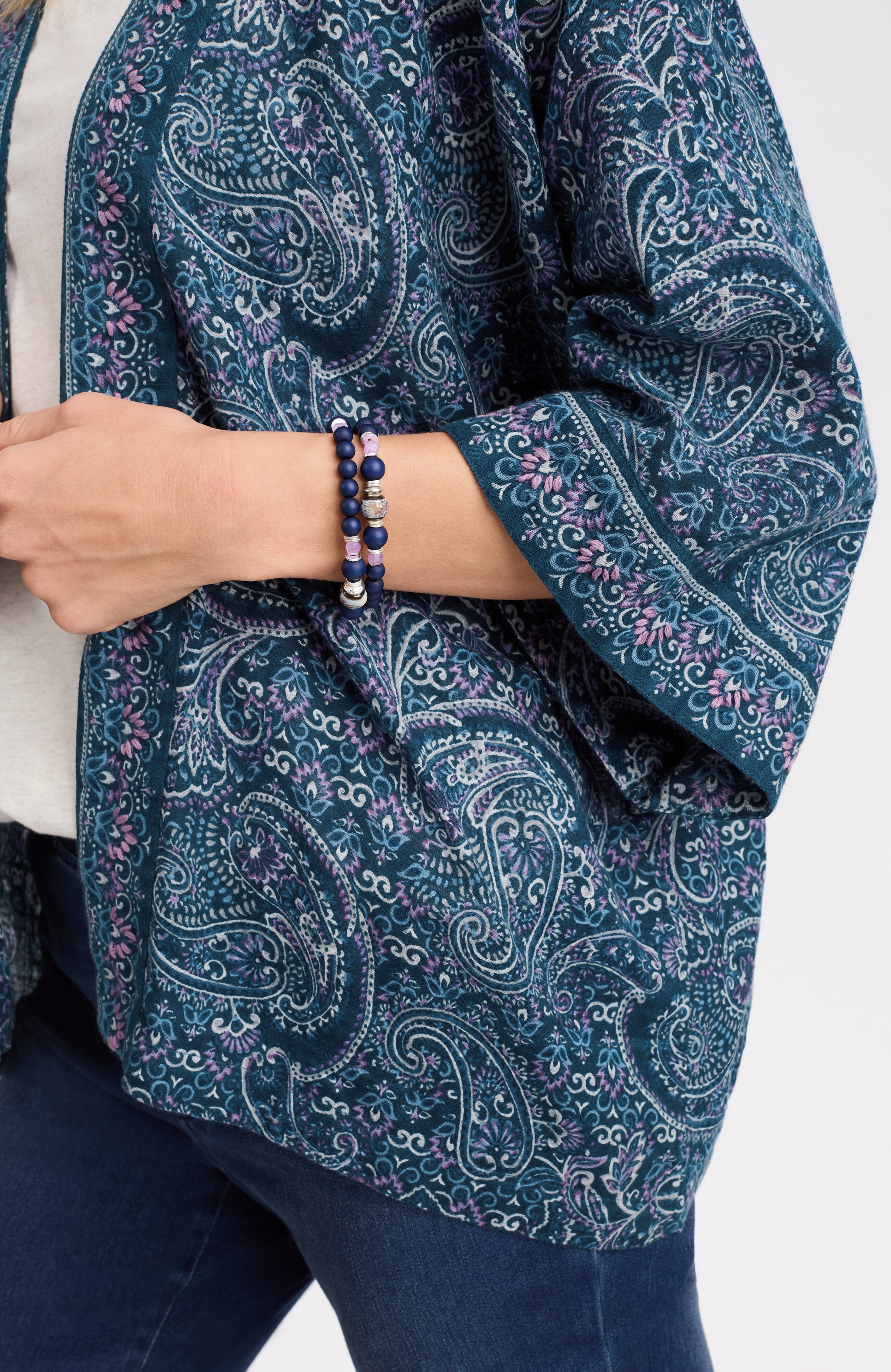 ジャケット・アウター GYPSY & SONS Pile JKT Dark Navy Paisley Paisley-Printed Soft Jacket | JJill