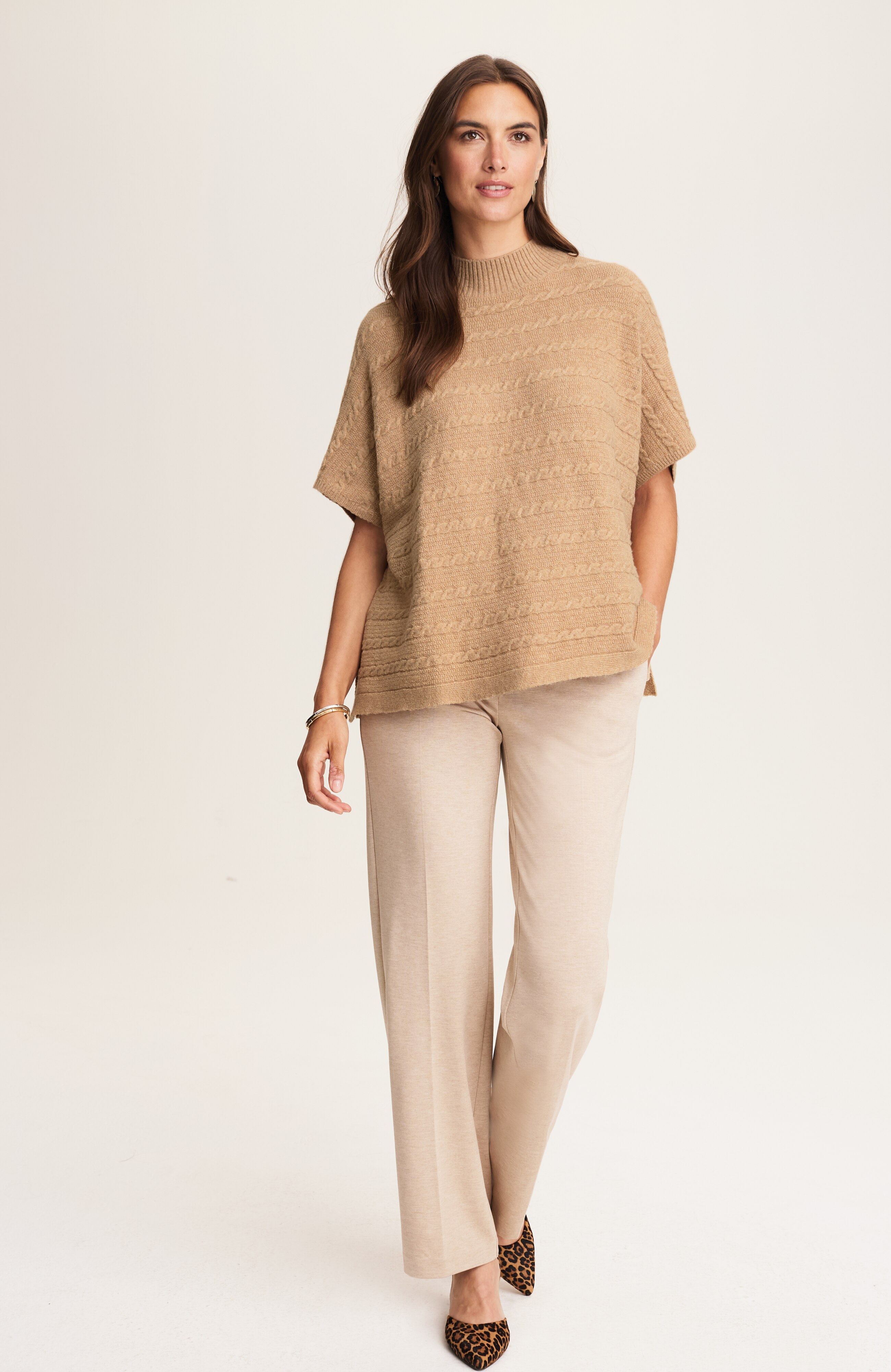 cable-textured poncho