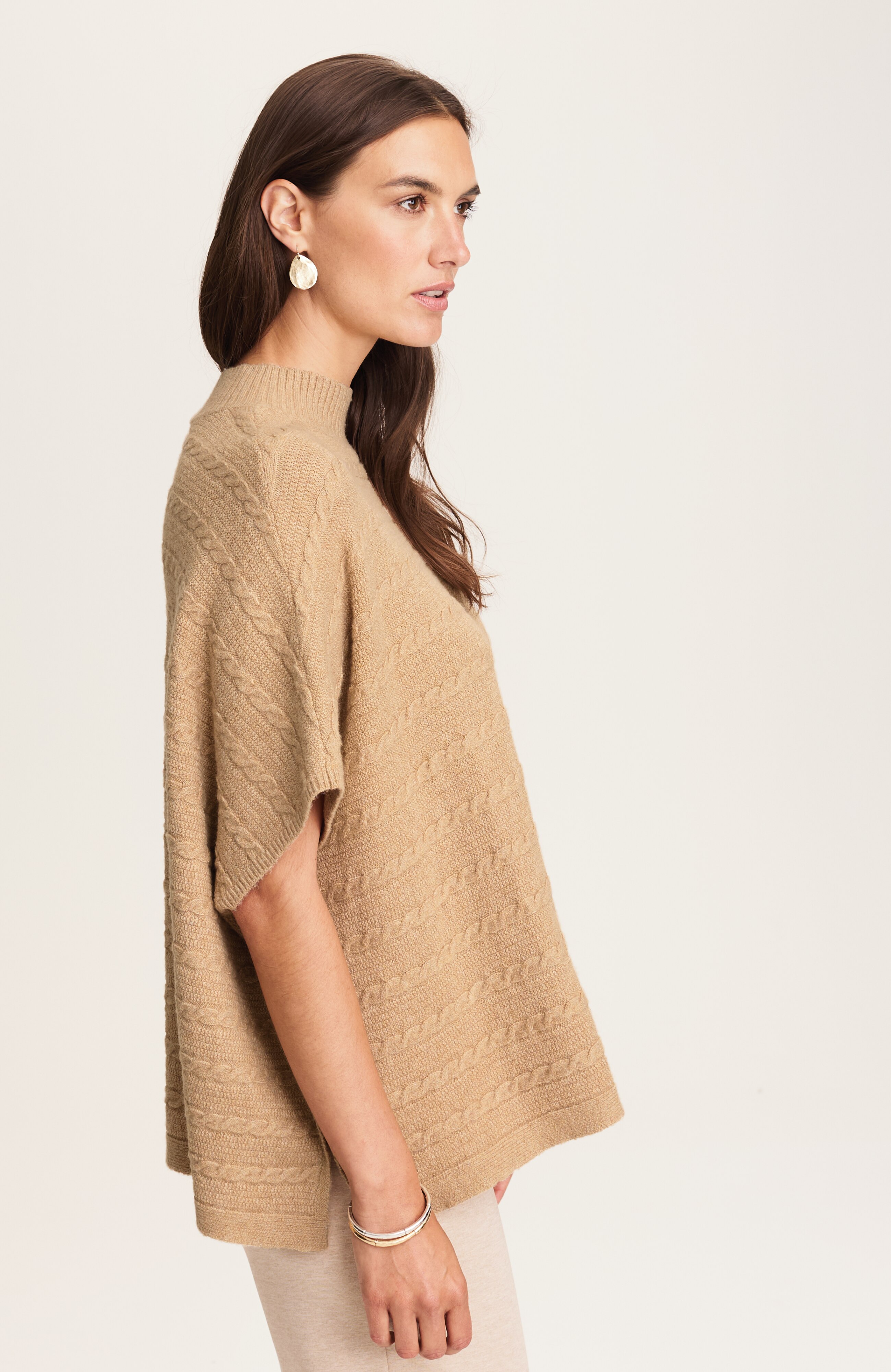cable-textured poncho
