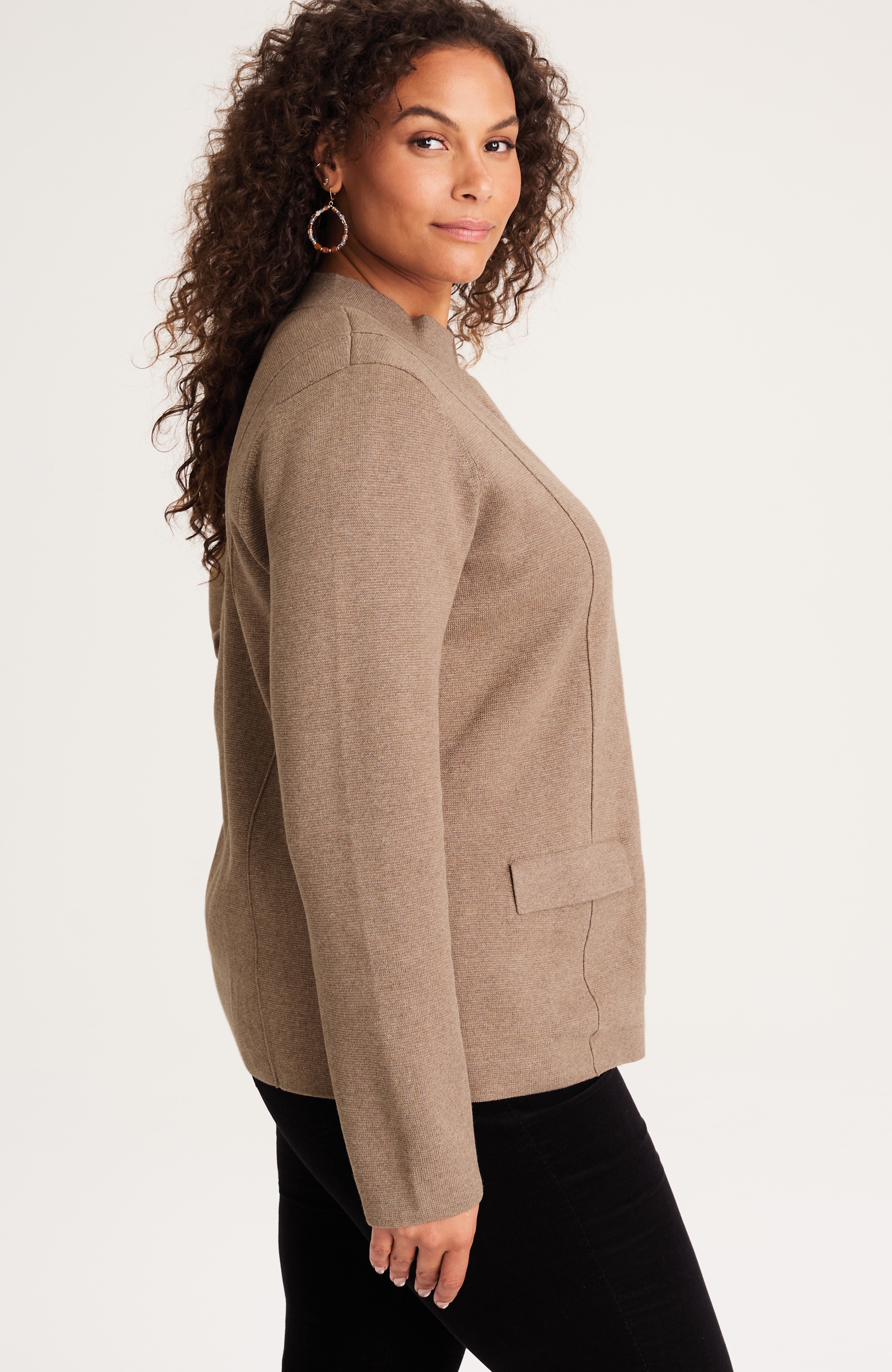 DOUBLE-KNIT NOTCHED-COLLAR SWEATER-JACKE | JJill