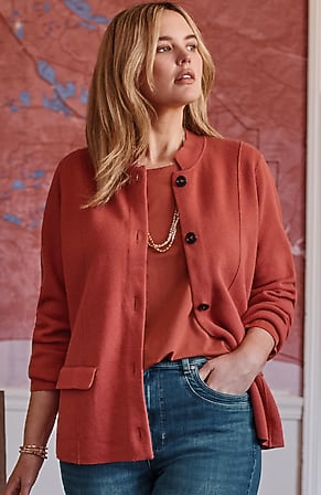 Image for Double-Knit Notched-Collar Sweater-Jacket