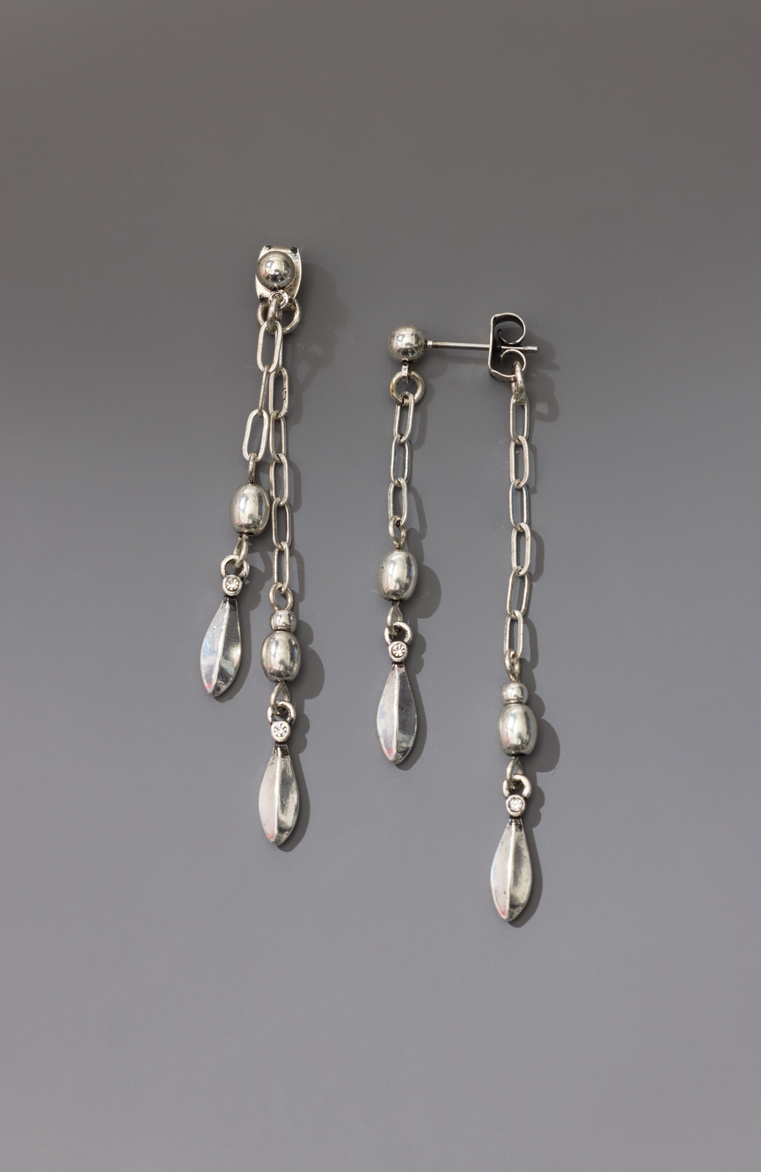 delicate metal linear post earrings