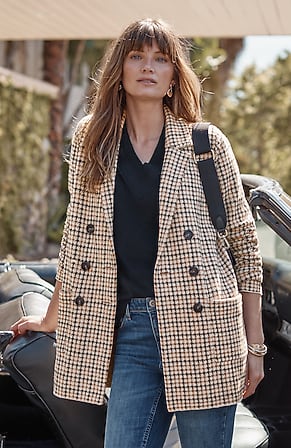 Image for Houndstooth Jacquard-Knit Sweater Blazer