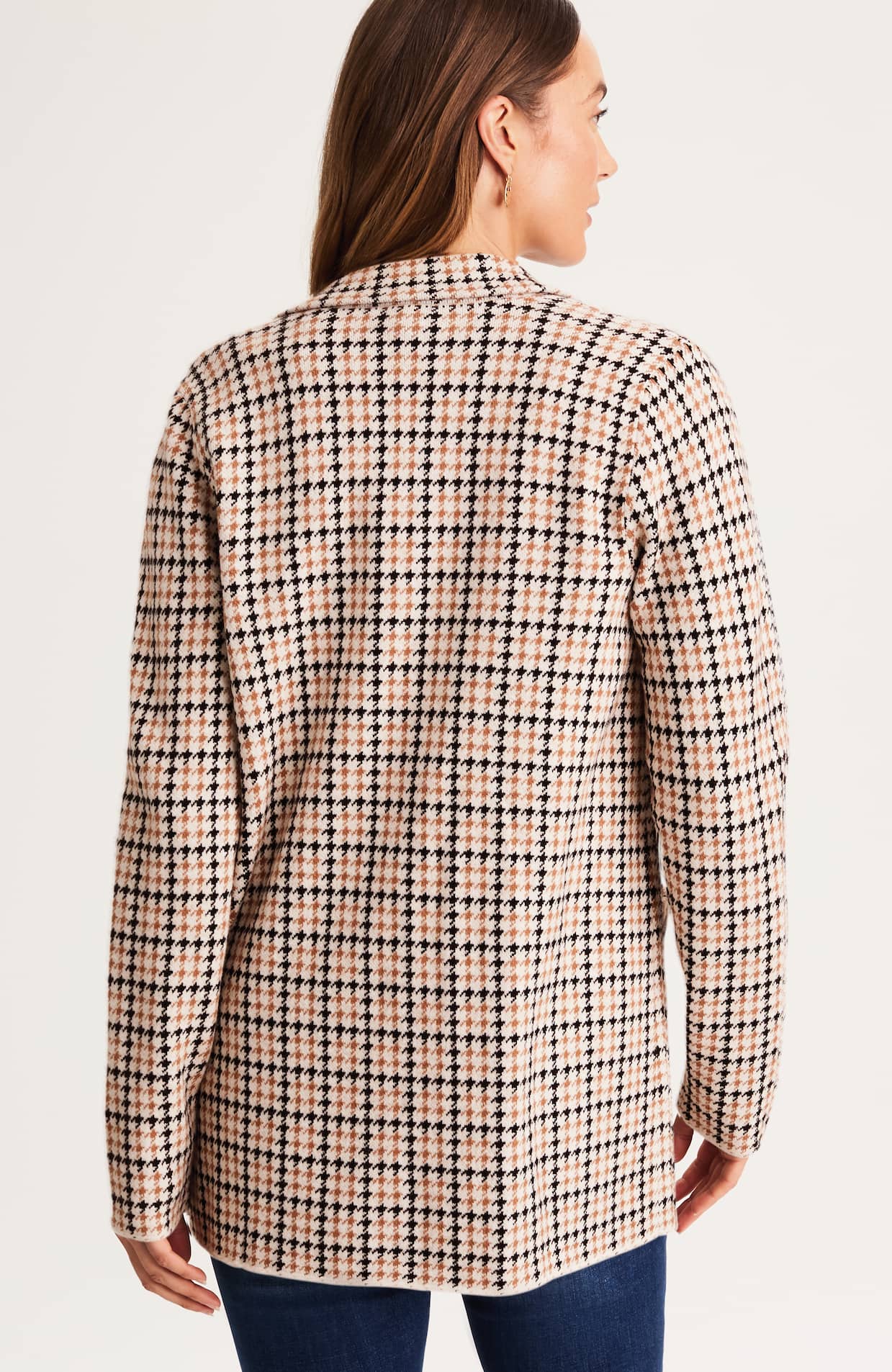 HOUNDSTOOTH JACQUARD-KNIT SWEATER BLAZER JJill