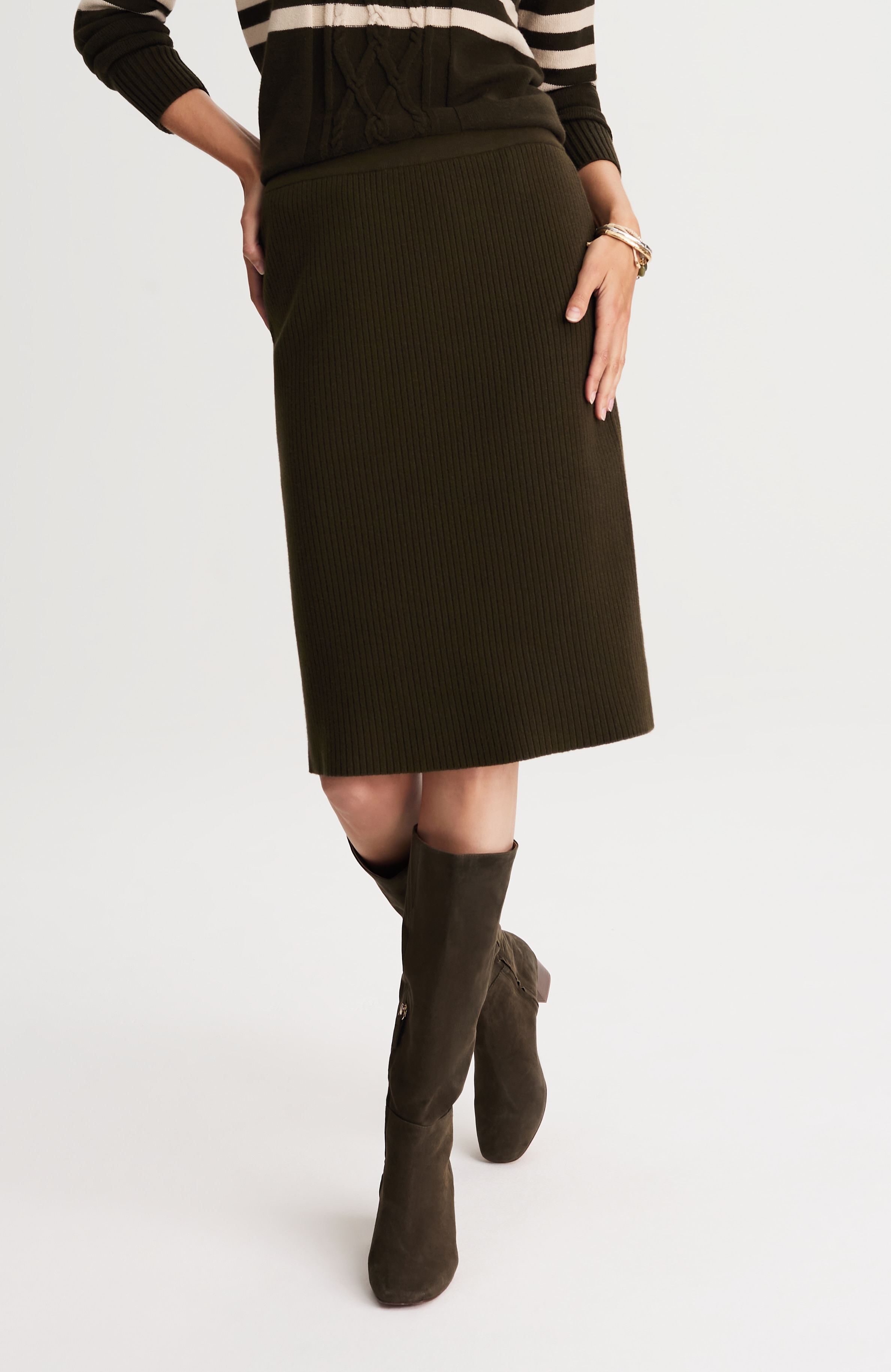 textured-knit pull-on skirt