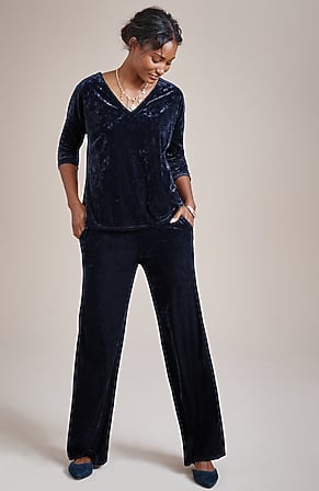 Image for Pure Jill Knit-Velvet Wide-Leg Pants