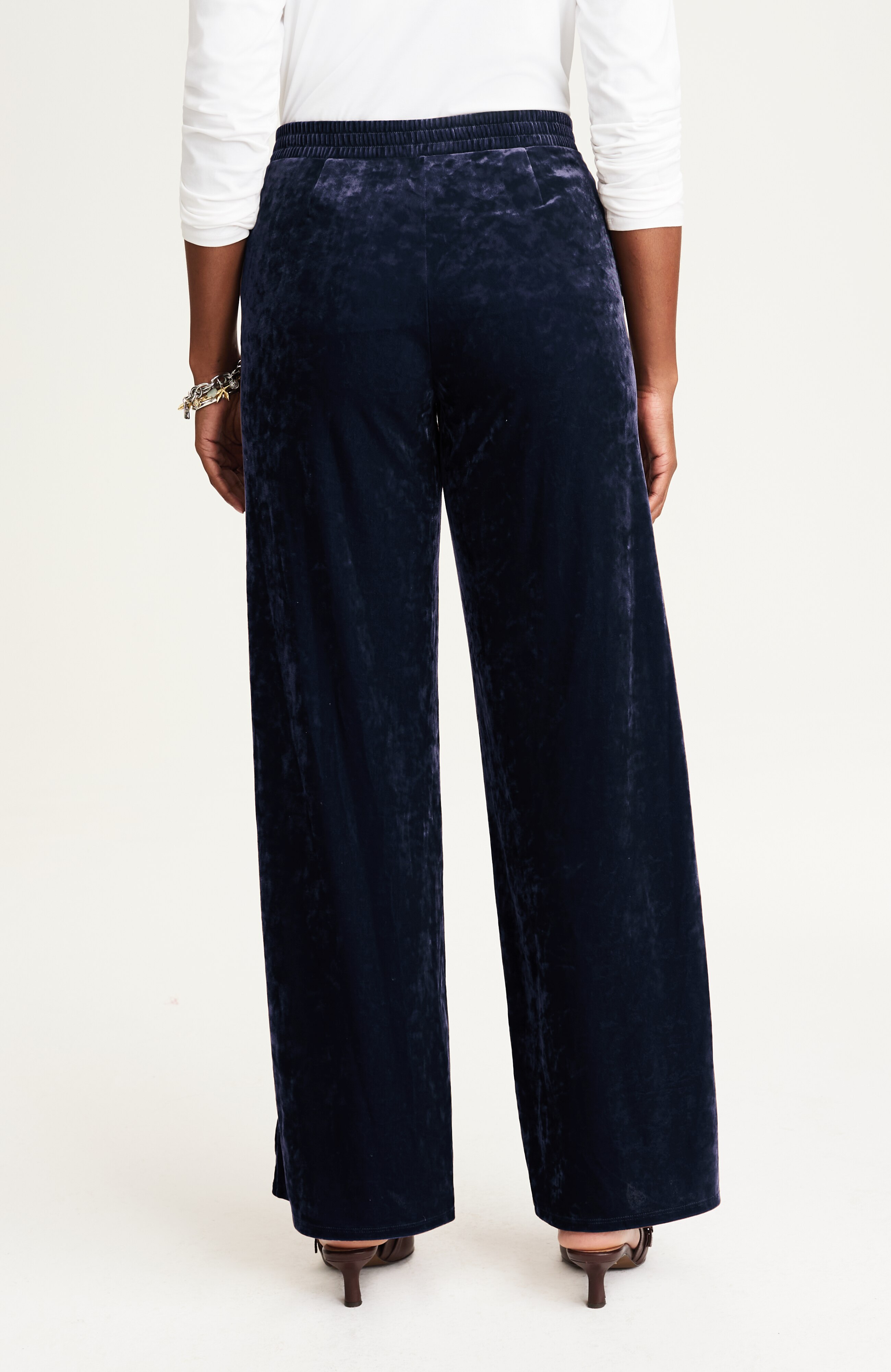 pure jill knit-velvet wide-leg pants
