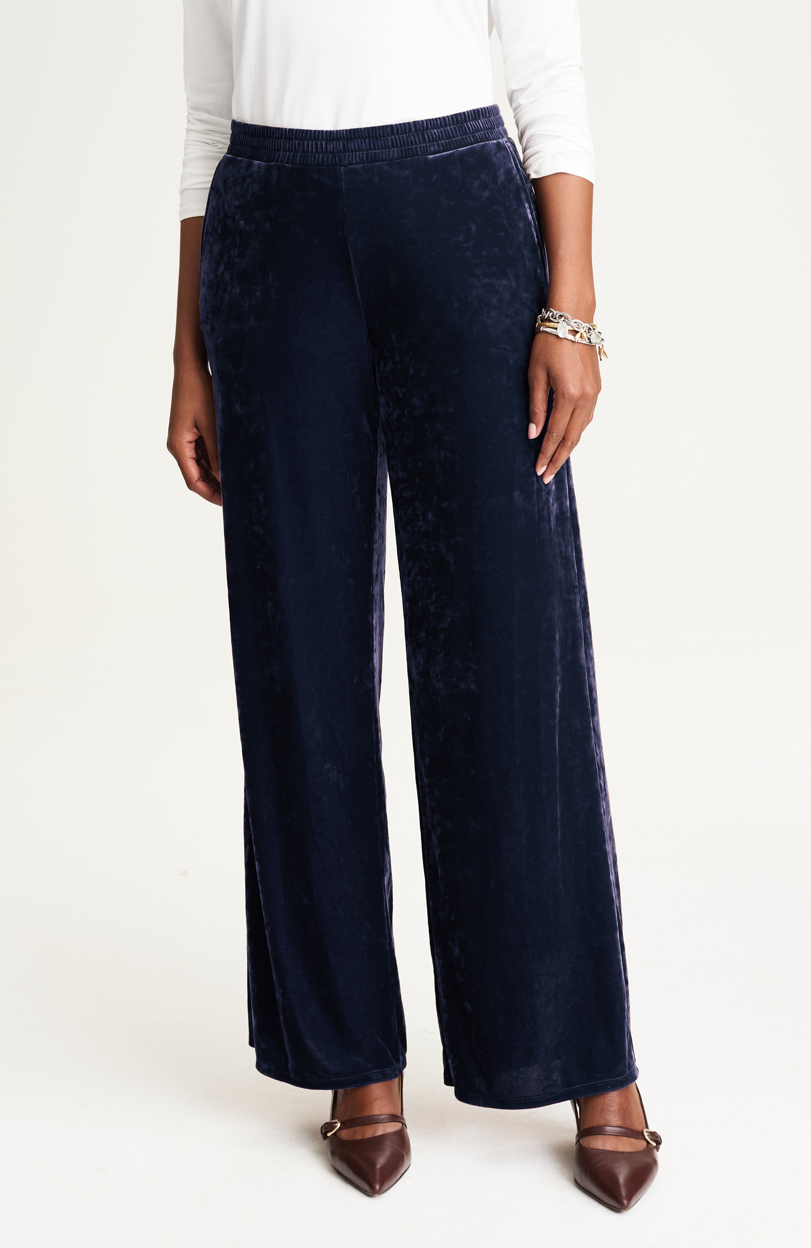 pure jill knit-velvet wide-leg pants