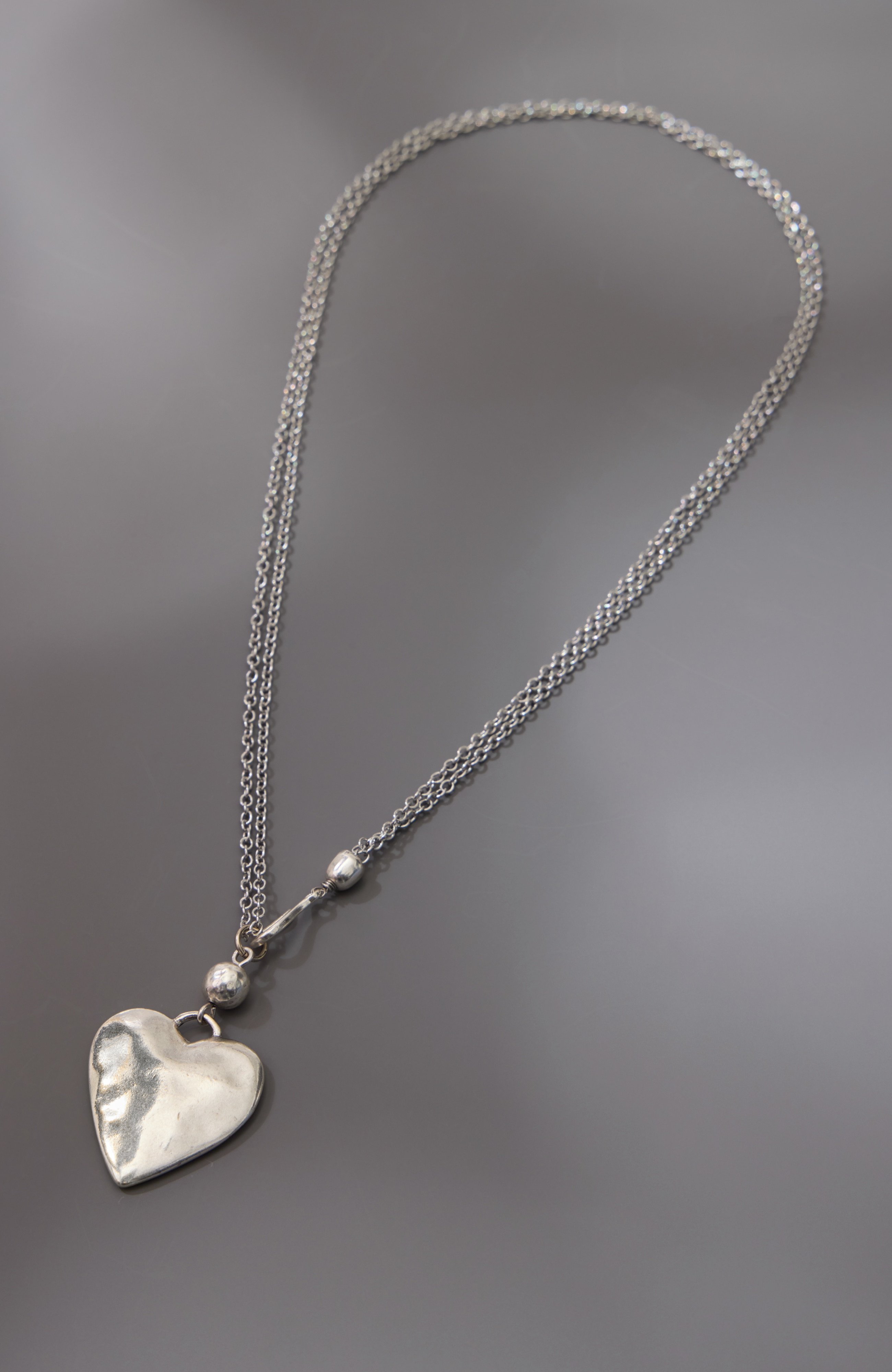 silvertone convertible heart pendant necklace
