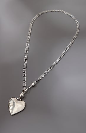 Image for Silvertone Convertible Heart Pendant Necklace