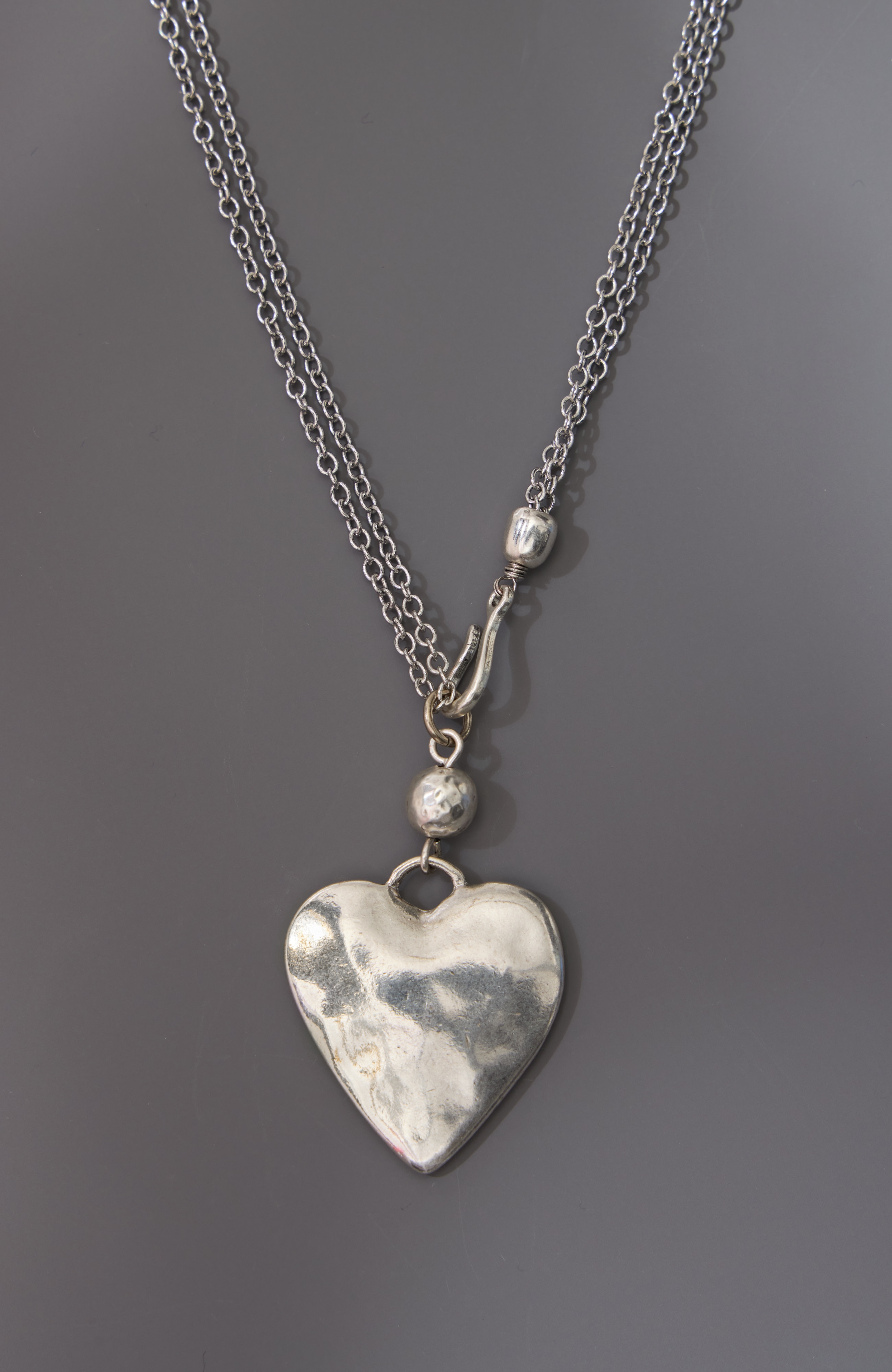 silvertone convertible heart pendant necklace
