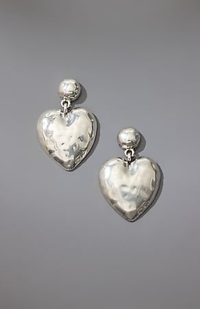 Image for Silvertone Heart Drop Earrings