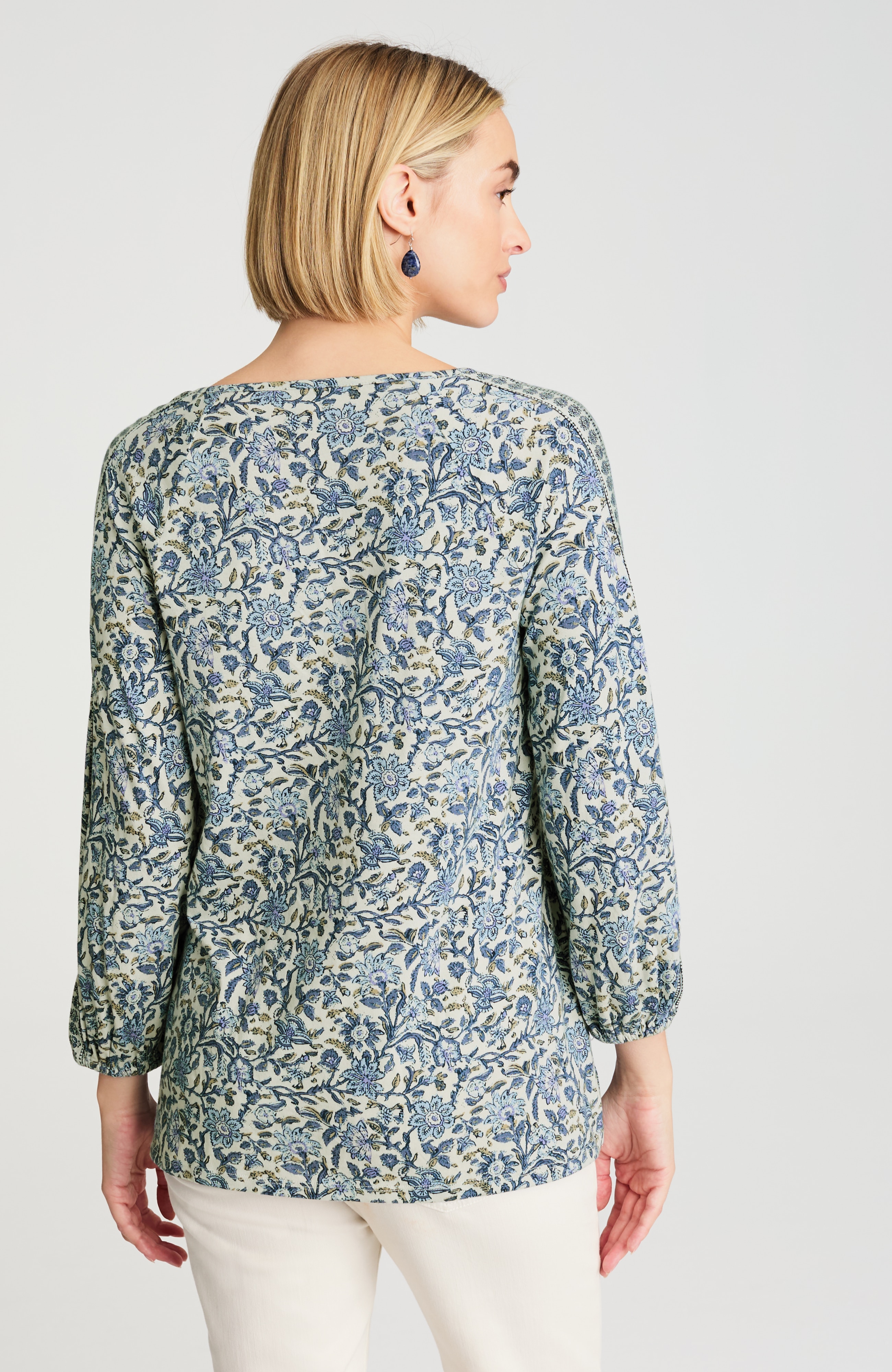 pure jill border-printed top