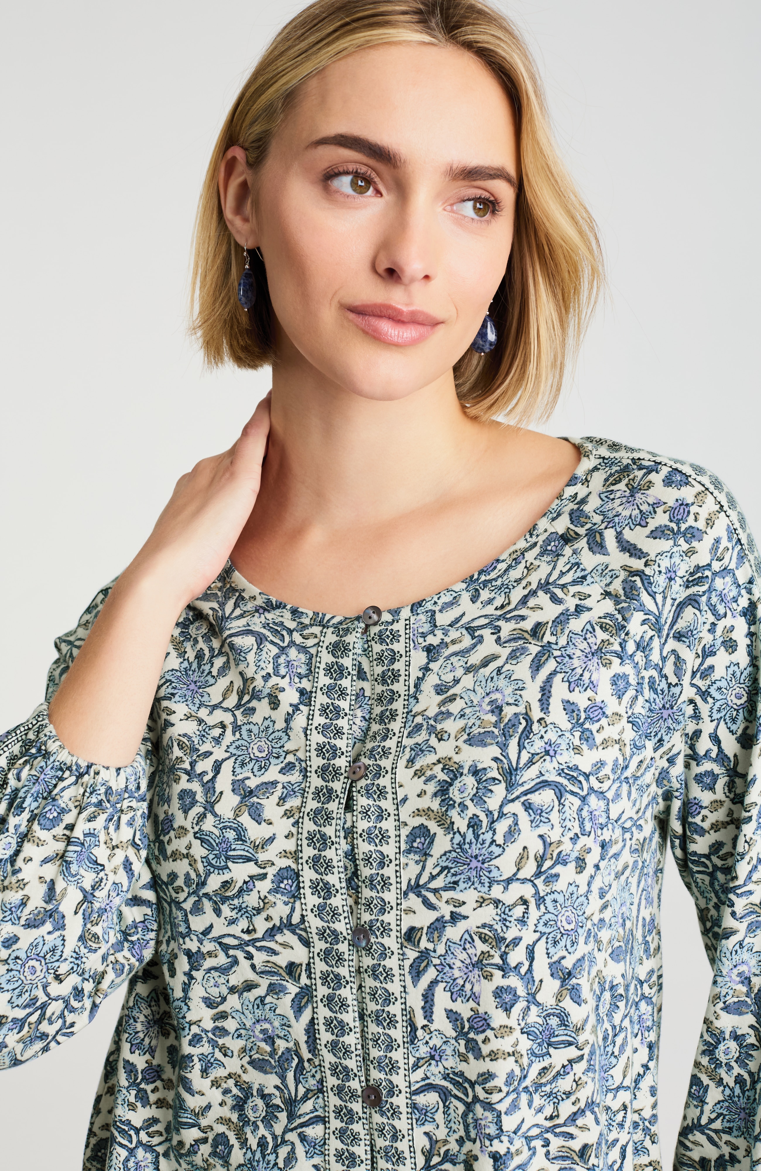 pure jill border-printed top