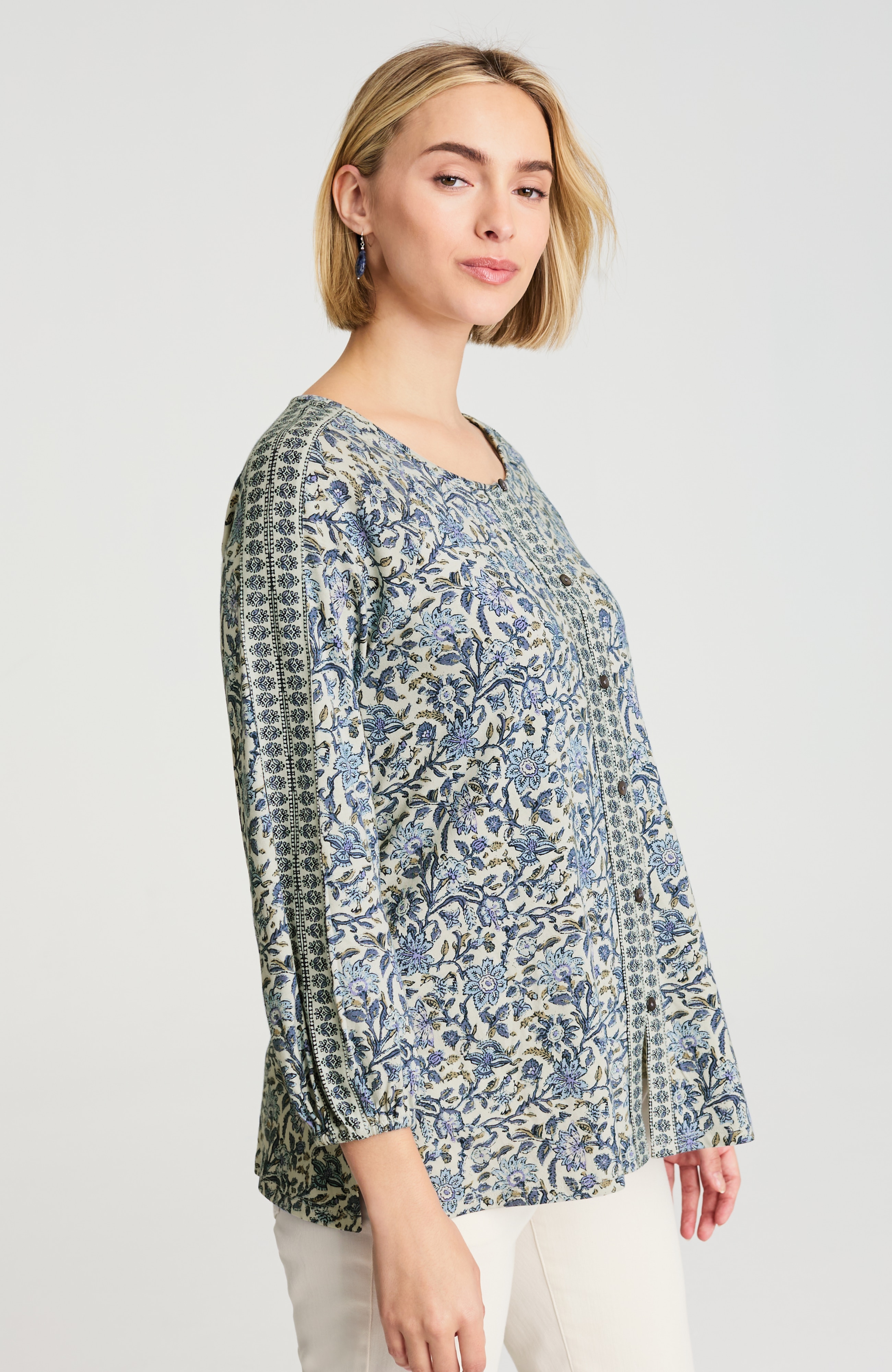 pure jill border-printed top