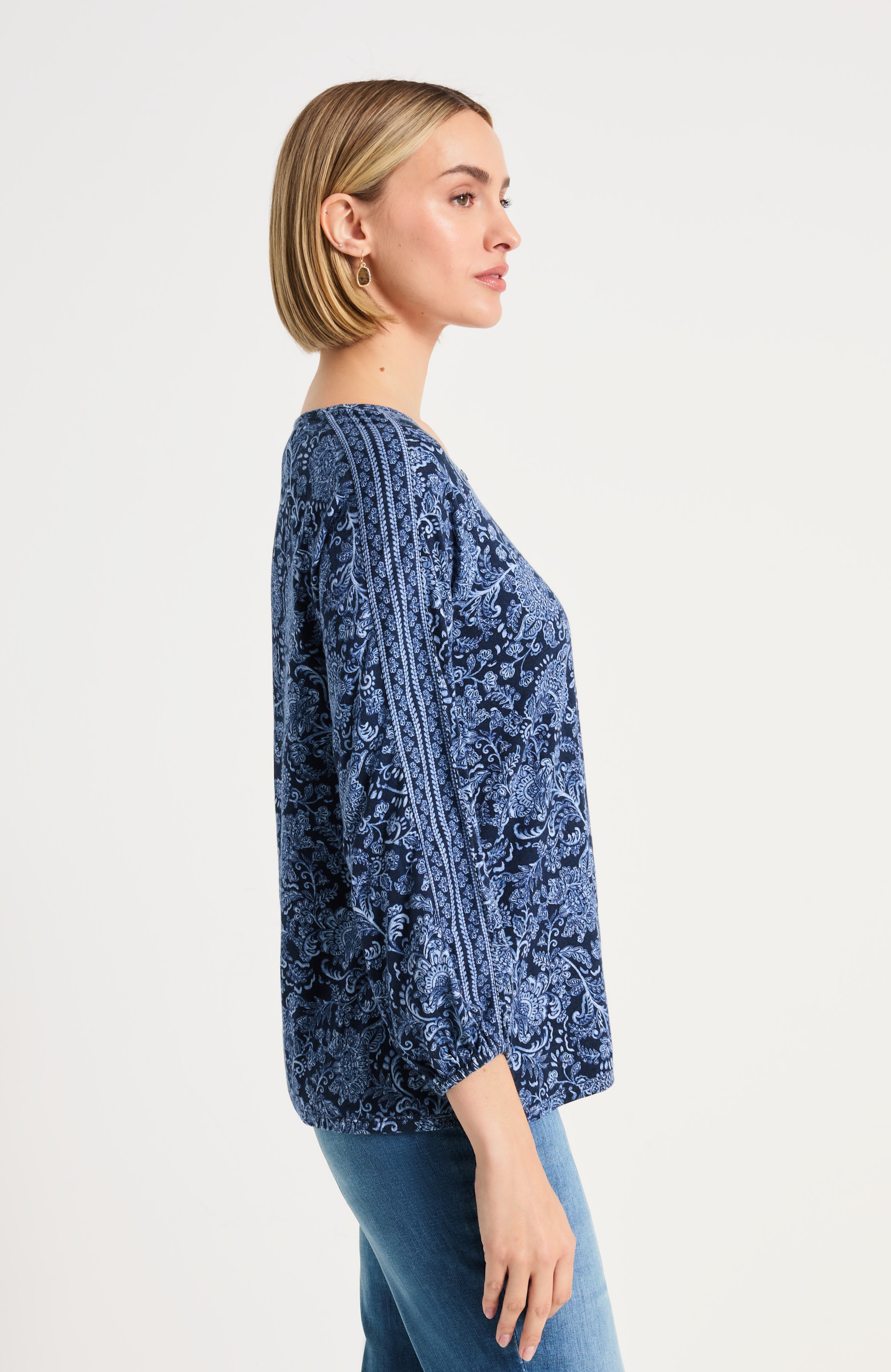 Pure Jill Border-Printed Top