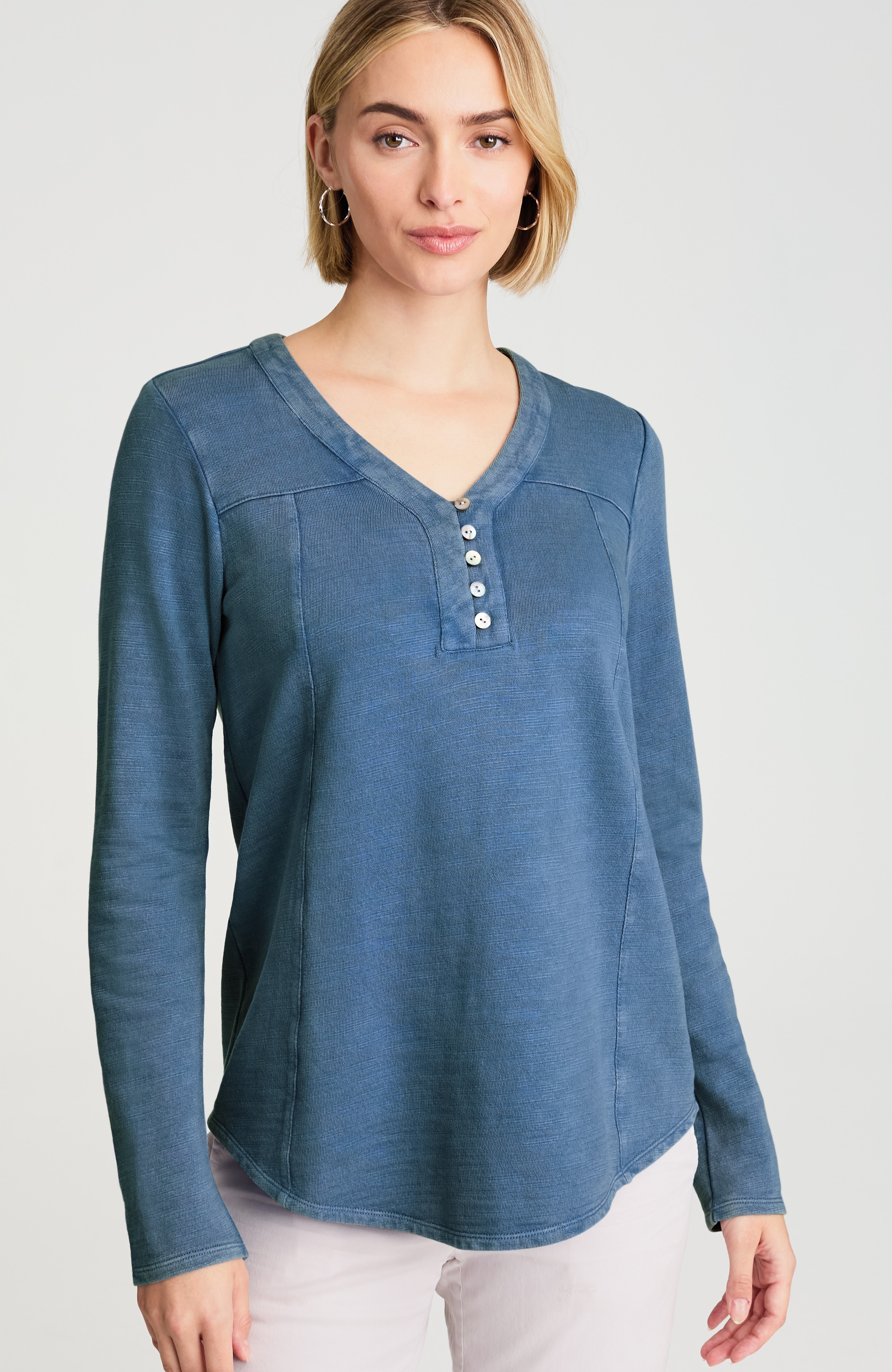 pure jill tea-dyed henley top