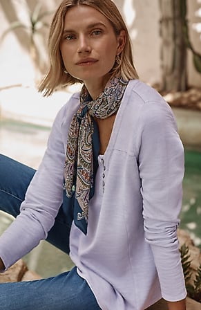 Image for Pure Jill Tea-Dyed Henley Top