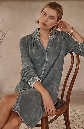 Image for Pure Jill Washed Double-Cloth Shirtdress