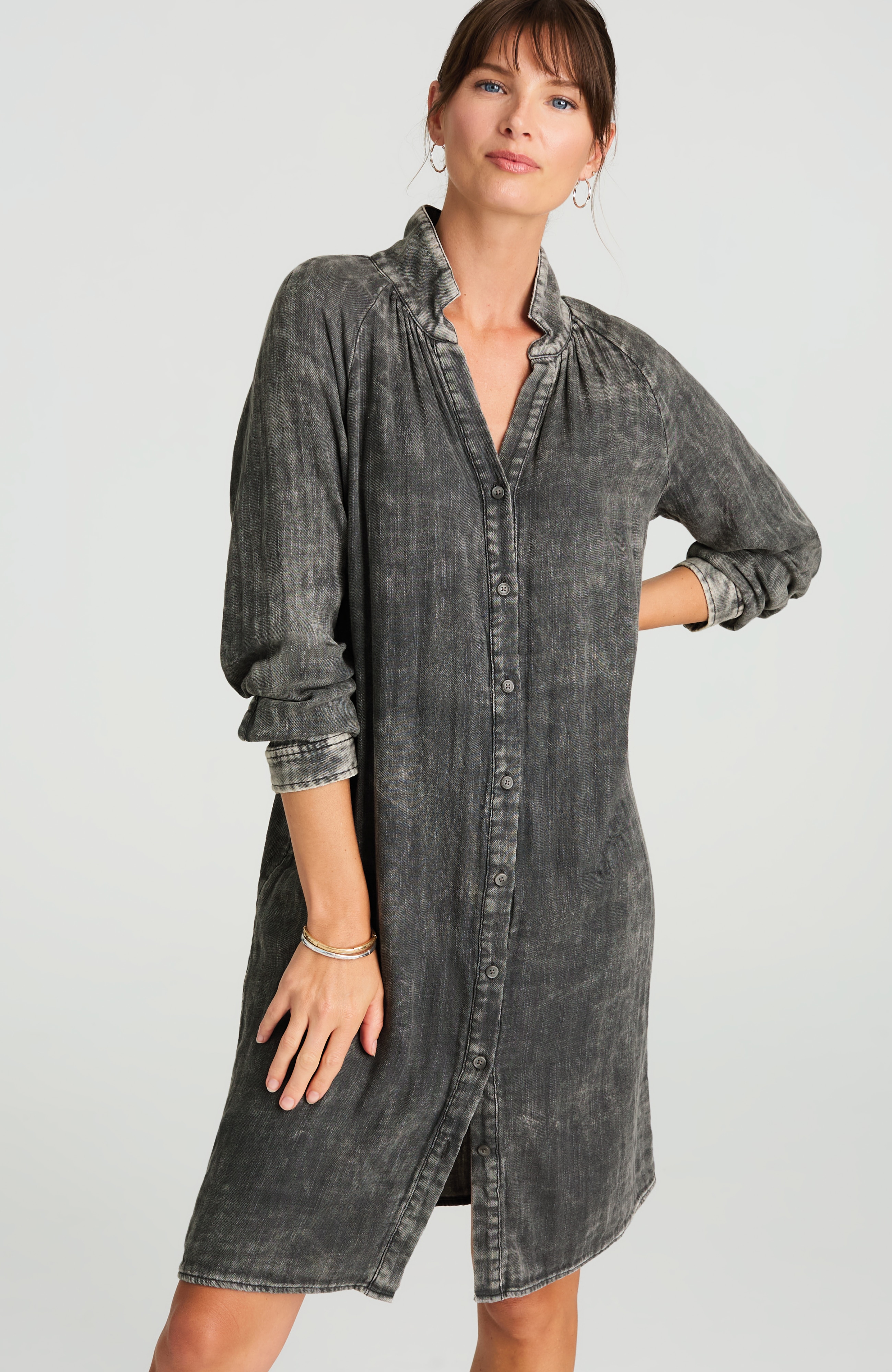 pure jill washed double-cloth shirtdress