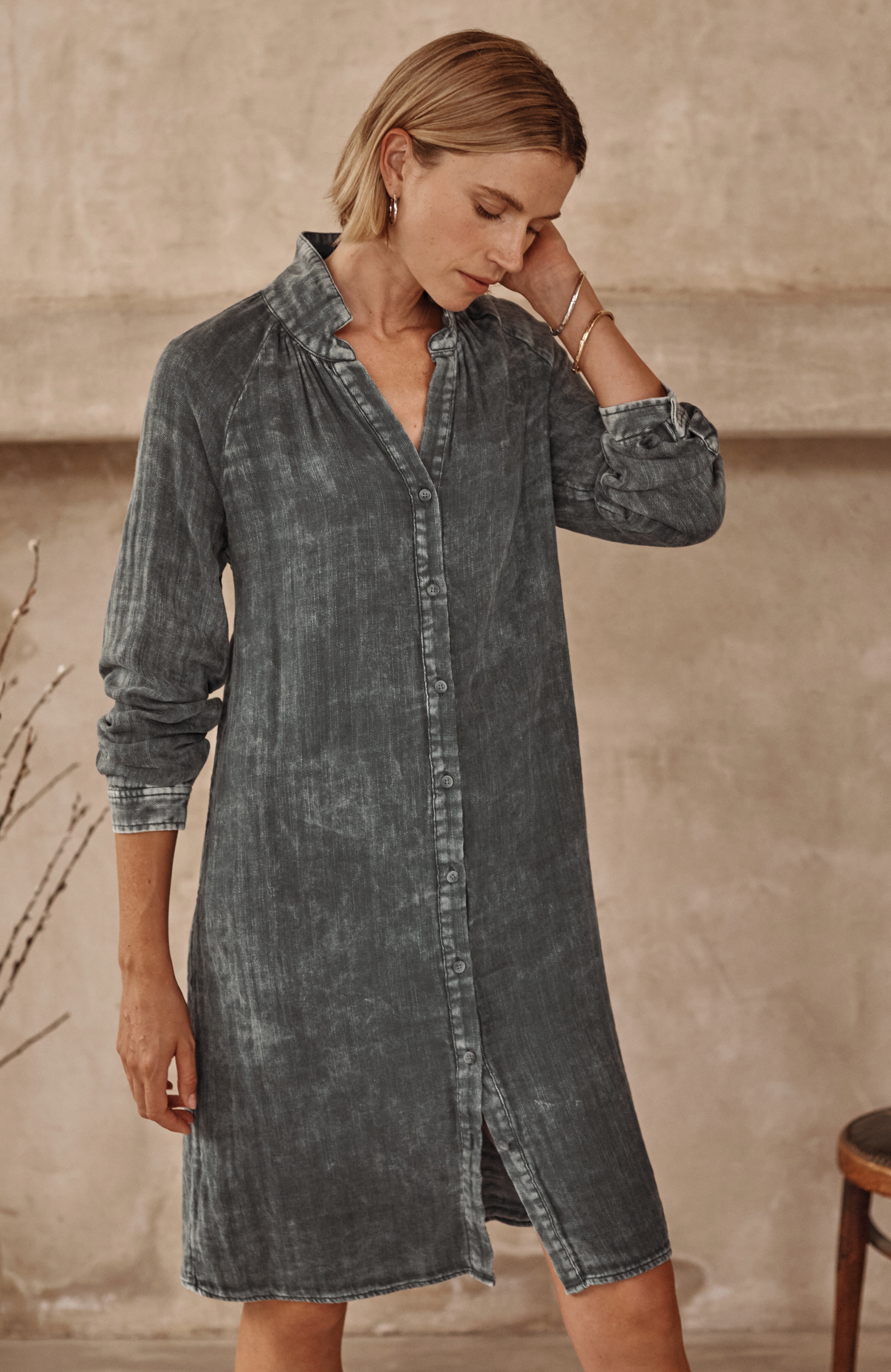 pure jill washed double-cloth shirtdress