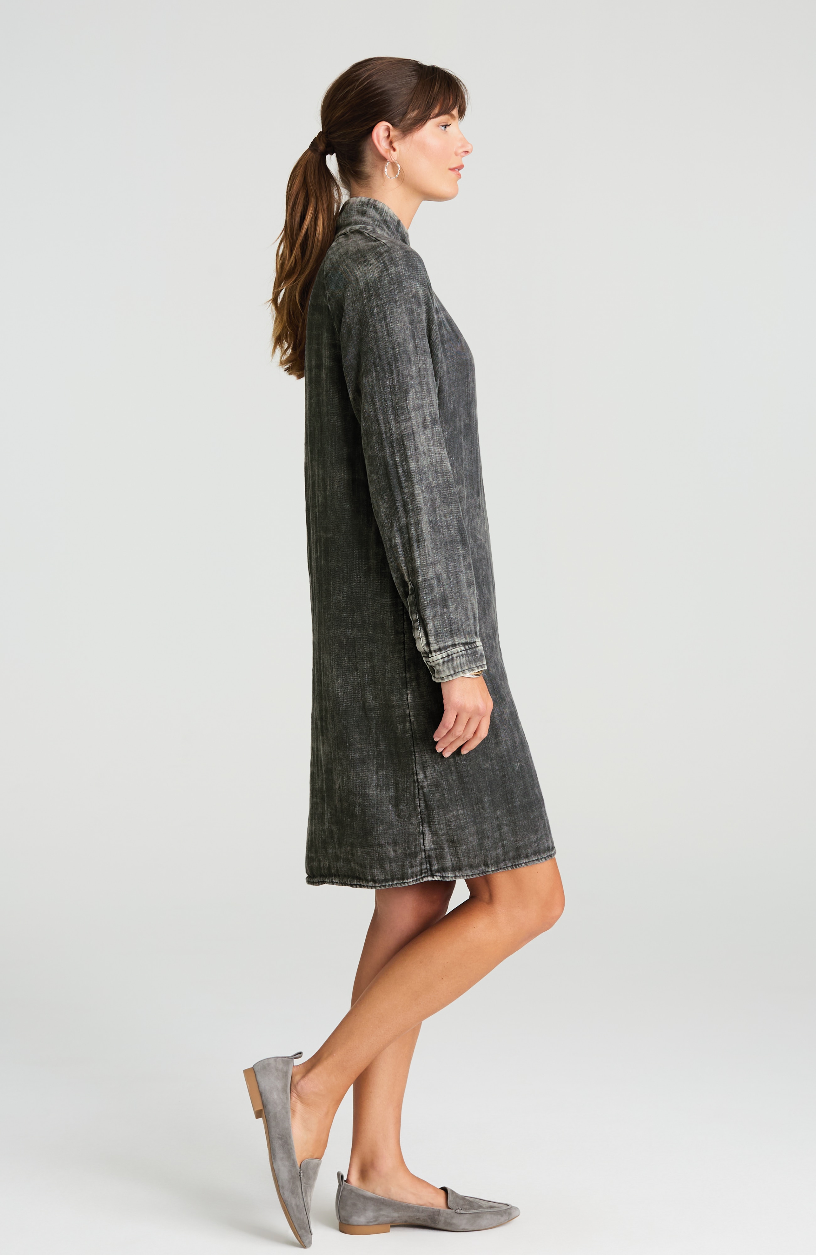 pure jill washed double-cloth shirtdress